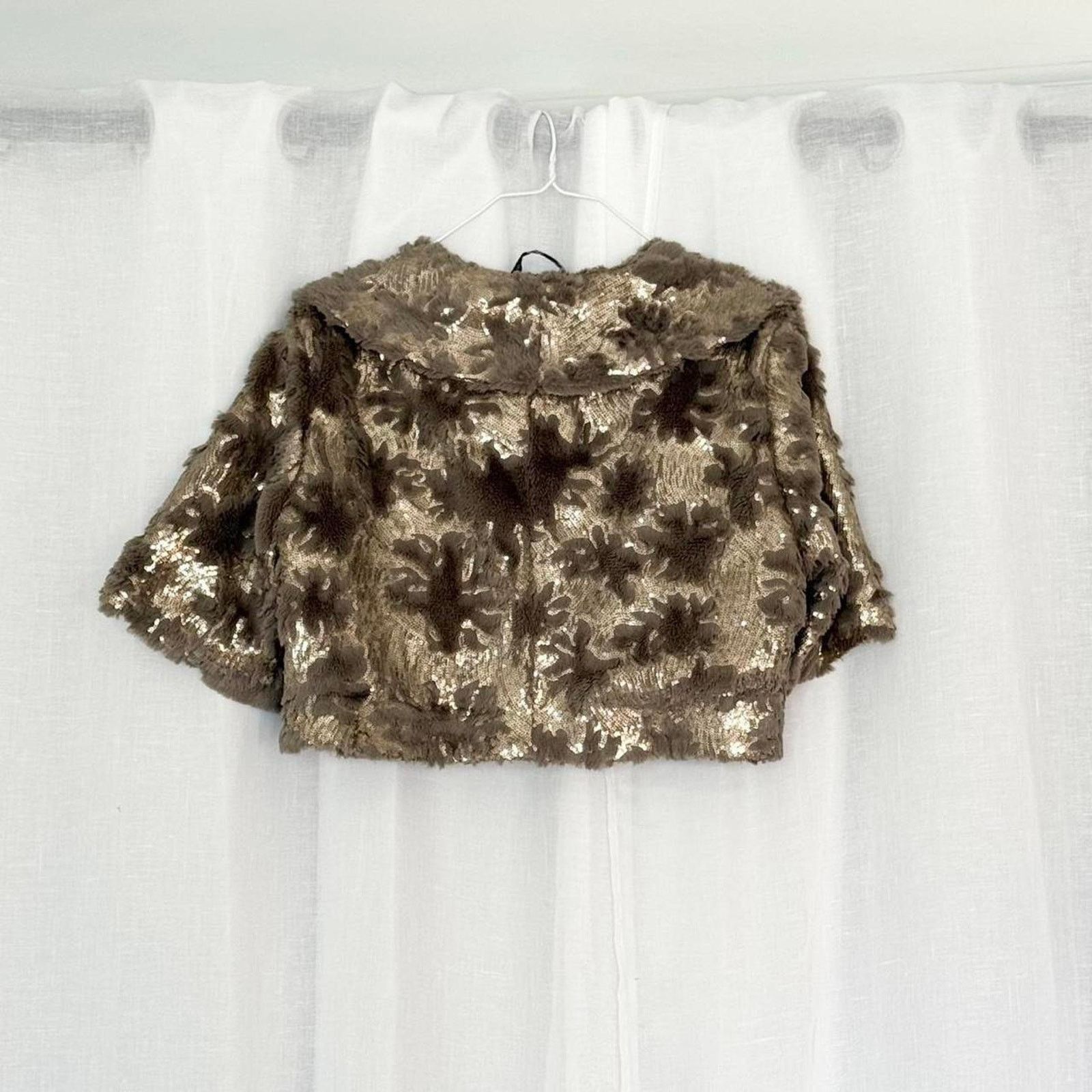 Vintage indie sleaze sequin faux fur cropped jacket Size M / US 6-8 / IT 42-44 - 6 Thumbnail
