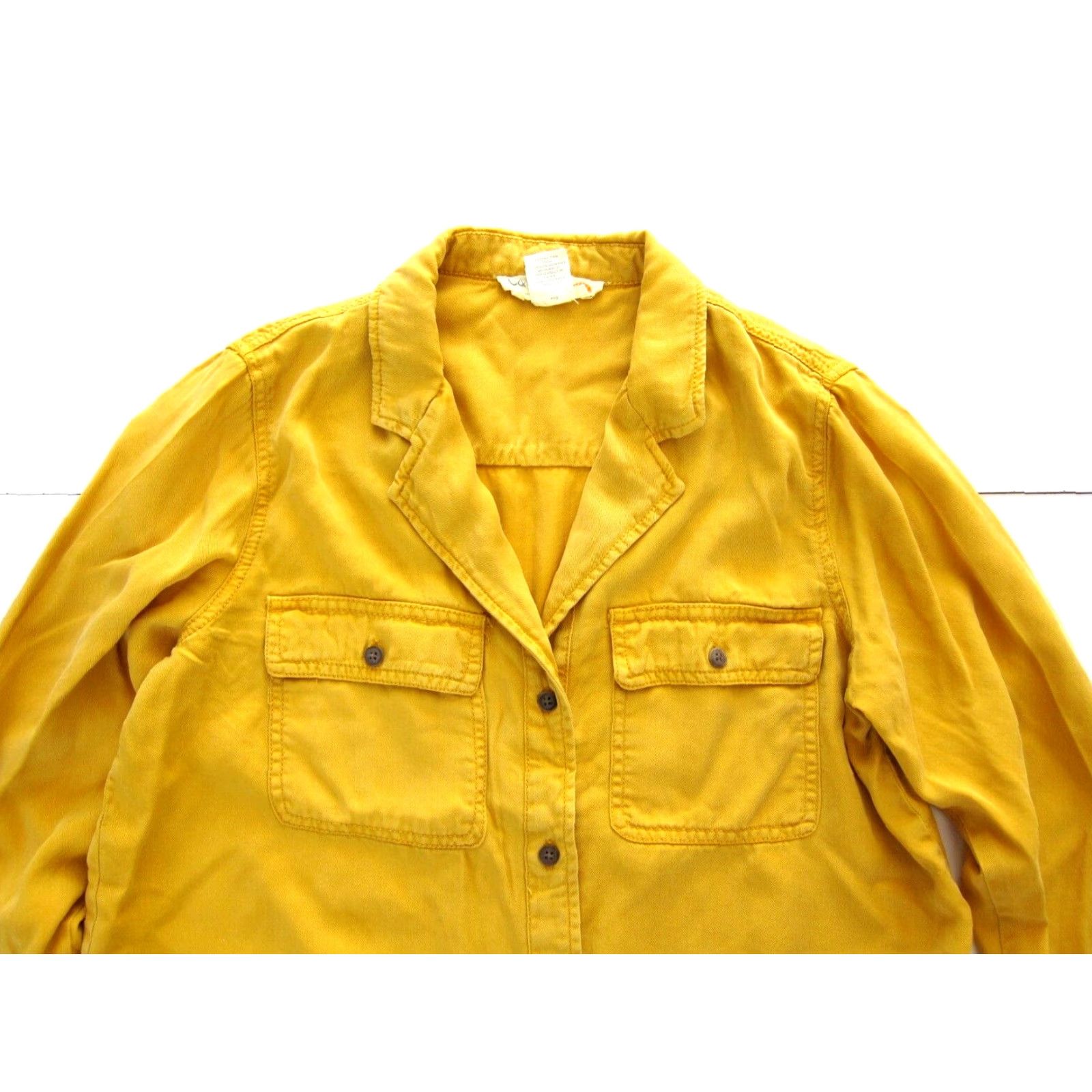 Vintage C&C California 100% Lyocell Mustard Yellow Collared Pocket Jacket Woman Medium Shirt Size S / US 4 / IT 40 - 3 Thumbnail