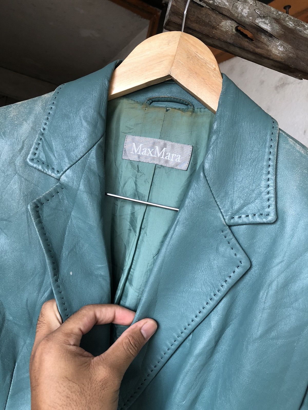 Vintage Vintage Max Mara Distressed Leather Blazer Jacket Size M / US 6-8 / IT 42-44 - 20 Thumbnail