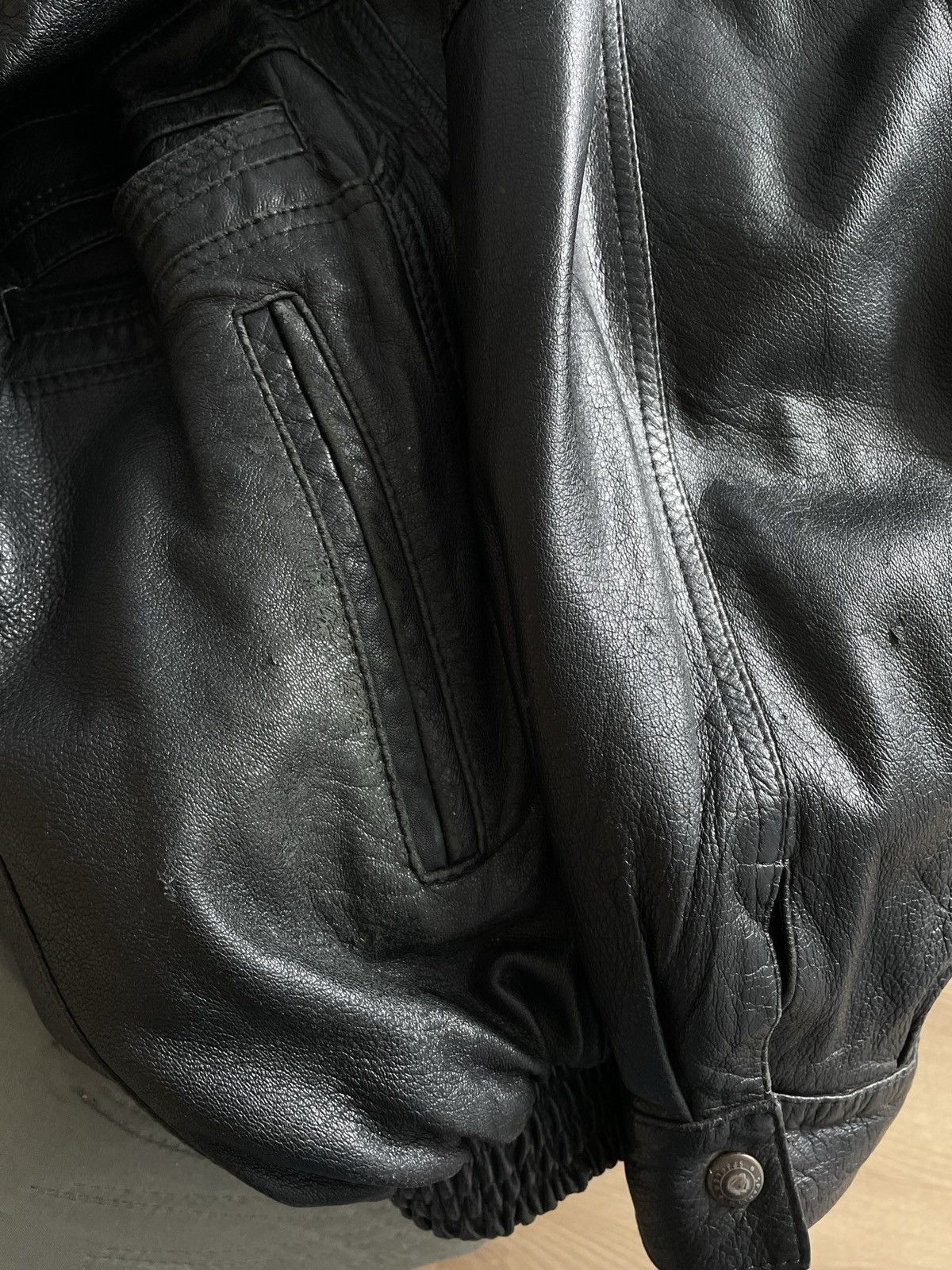 Vintage Vintage Y2k Black Real Leather Zip Bomber Jacket Avant Garde Size US XL / EU 56 / 4 - 13 Thumbnail