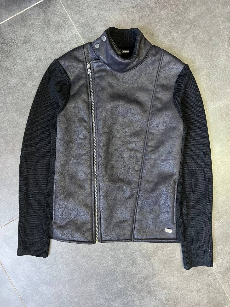 Armani Exchange Rick Owens style Armani fur Black Moto Jacket Size US M / EU 48-50 / 2 - 4 Thumbnail