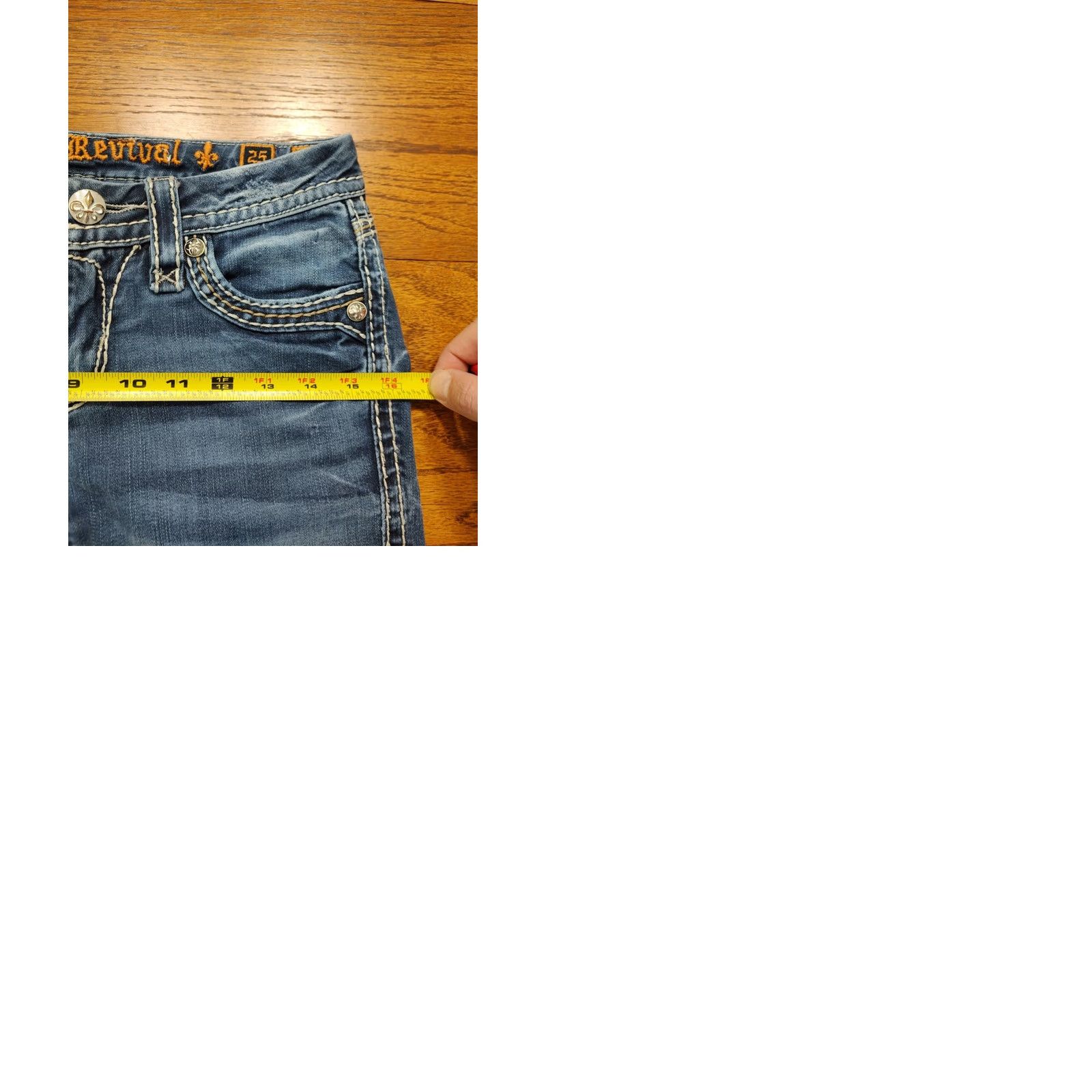 Vintage Rock Revival Karla Jeans Mid Rise Capri Skinny Denim Womens 25 Inseam 29 Blue Rock Revival Karla 25 Jeans Womens Skinny Denim Capris Size 42" / US 20 - 10 Thumbnail
