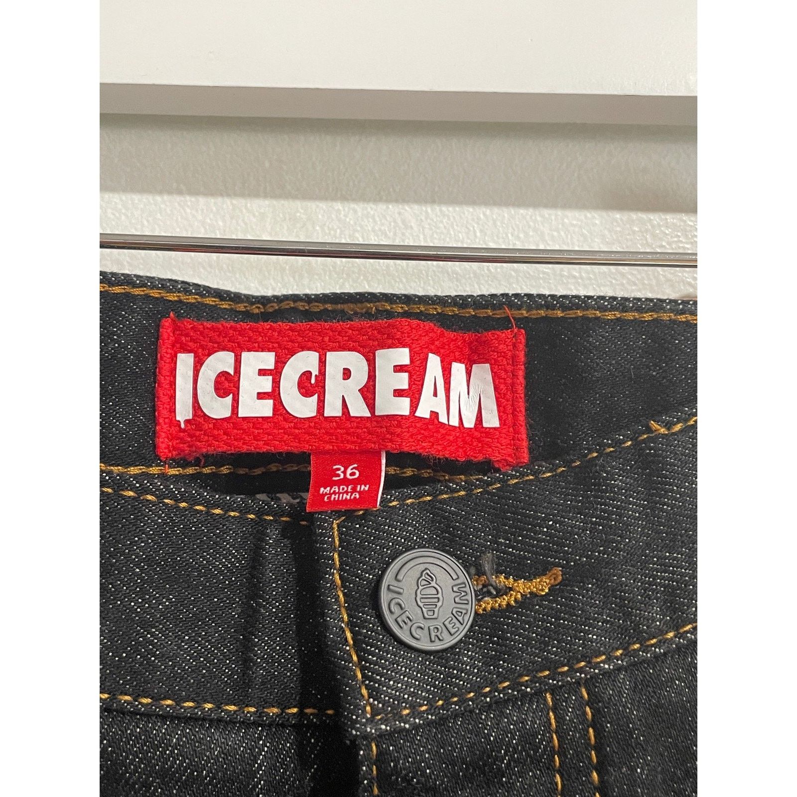 Icecream ICECREAM CASH EMBROIDERED RAW BLACK JEAN SIZE 36 NEW Size US 36 / EU 52 - 4 Thumbnail