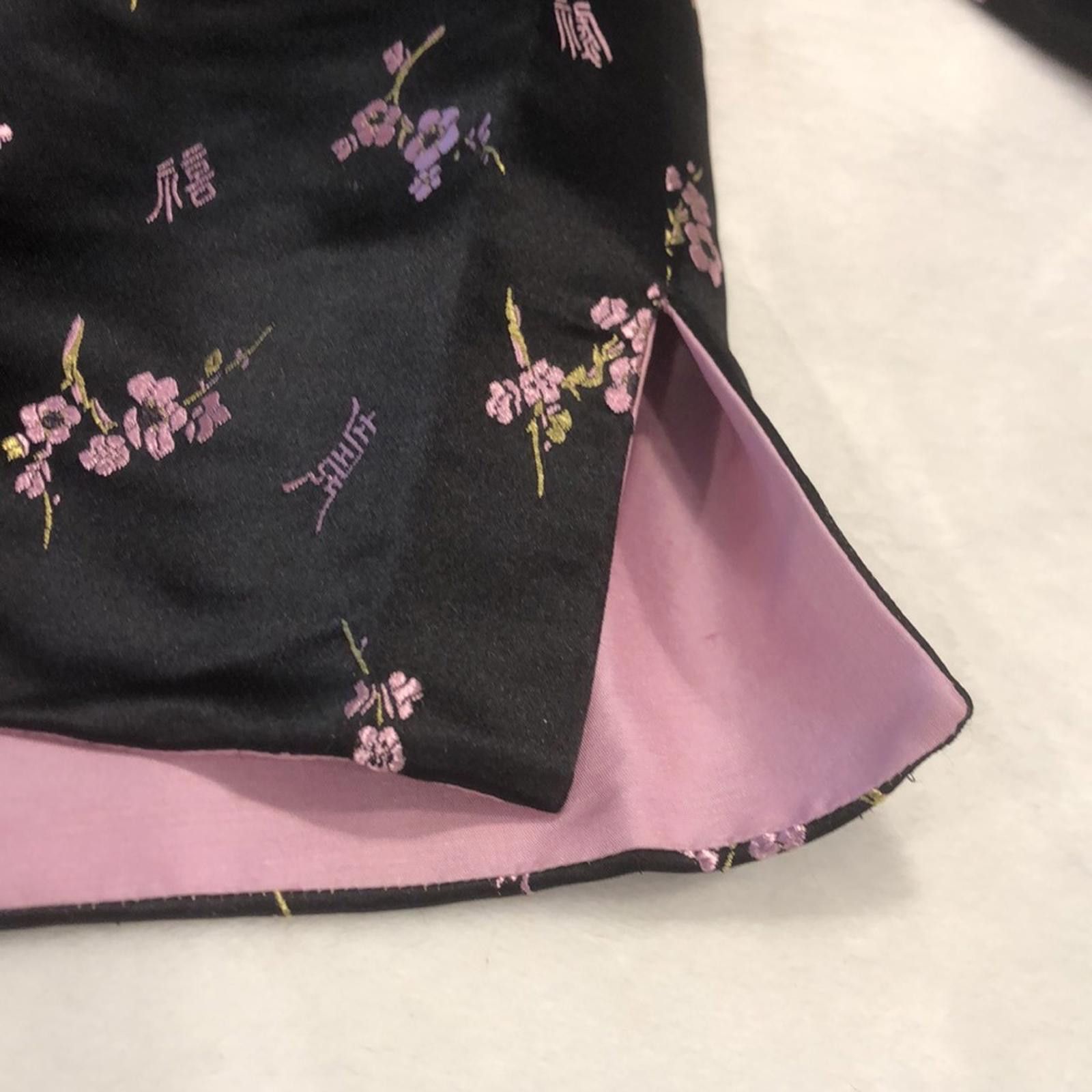 Handmade Handmade Black Asian jacket pink black floral Satin SZ LG Size L / US 10 / IT 46 - 5 Thumbnail