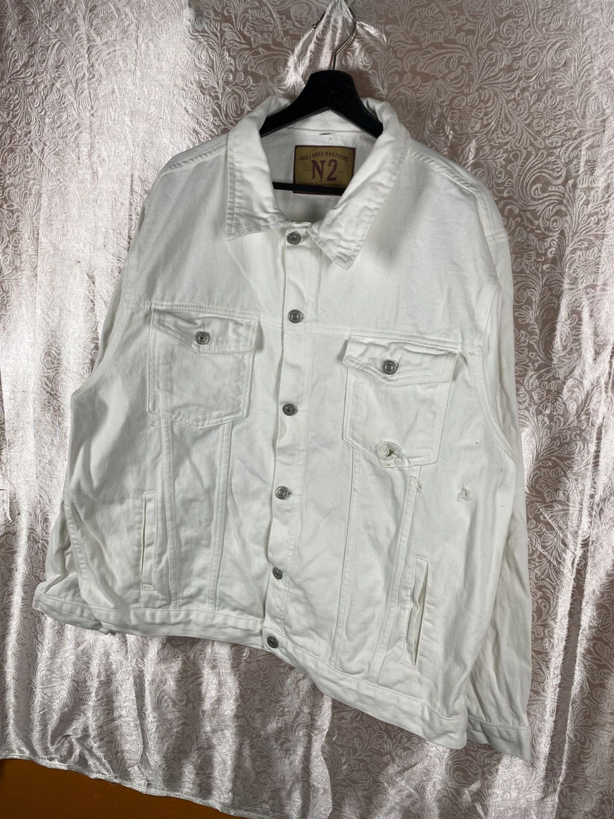 Vintage Designed Brothers N2 White Denim Jacket Vintage Workwear Size US XL / EU 56 / 4 - 4 Thumbnail