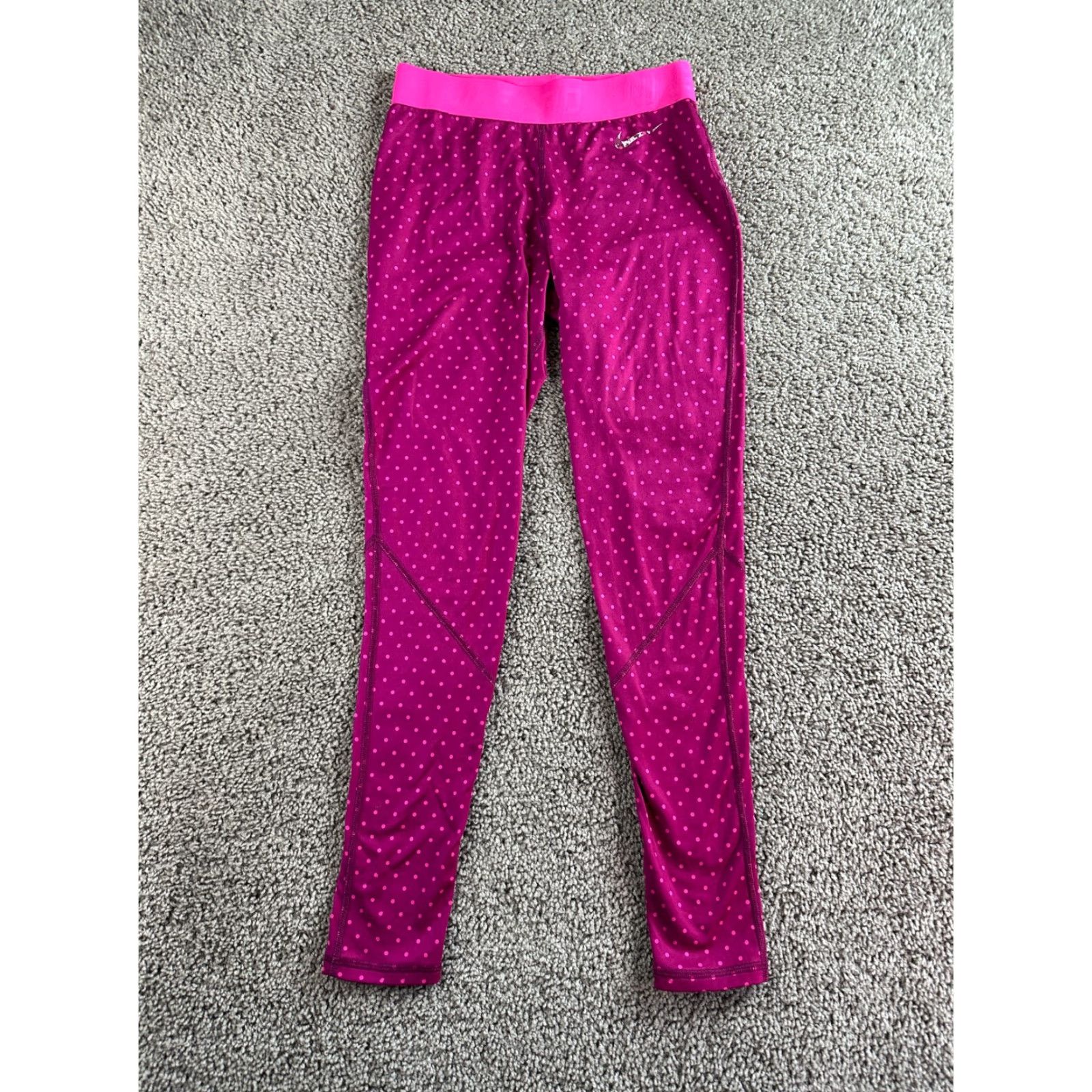 Nike Nike Pro Hyperwarm Leggings Womens S Raspberry Pink Polka Dot Yoga DriFIT Ladies Size 28" / US 6 / IT 42 - 2 Thumbnail