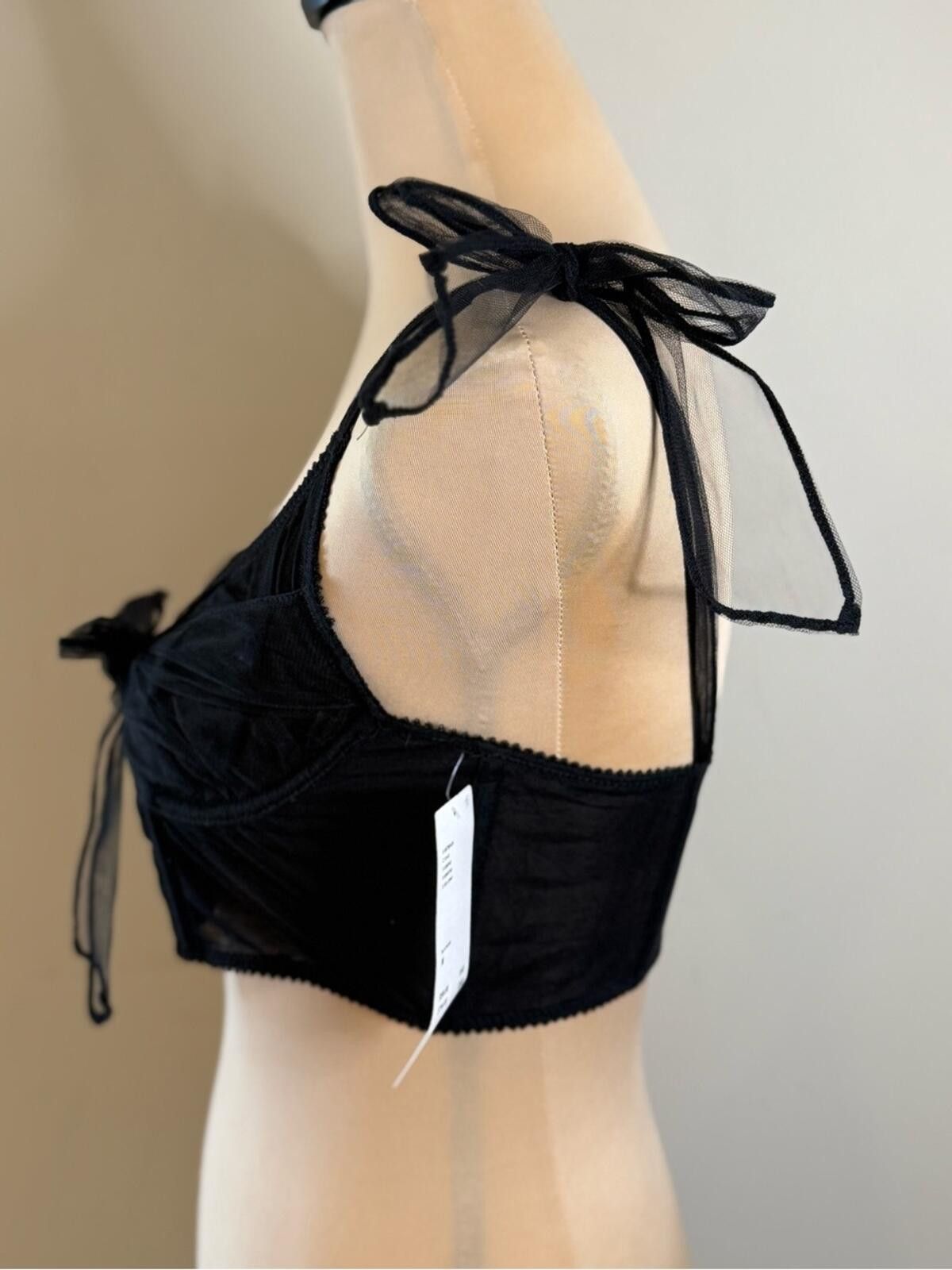 Urban Outfitters Urban outfitters black bralette top coquette bows SZ M Size ONE SIZE - 4 Thumbnail