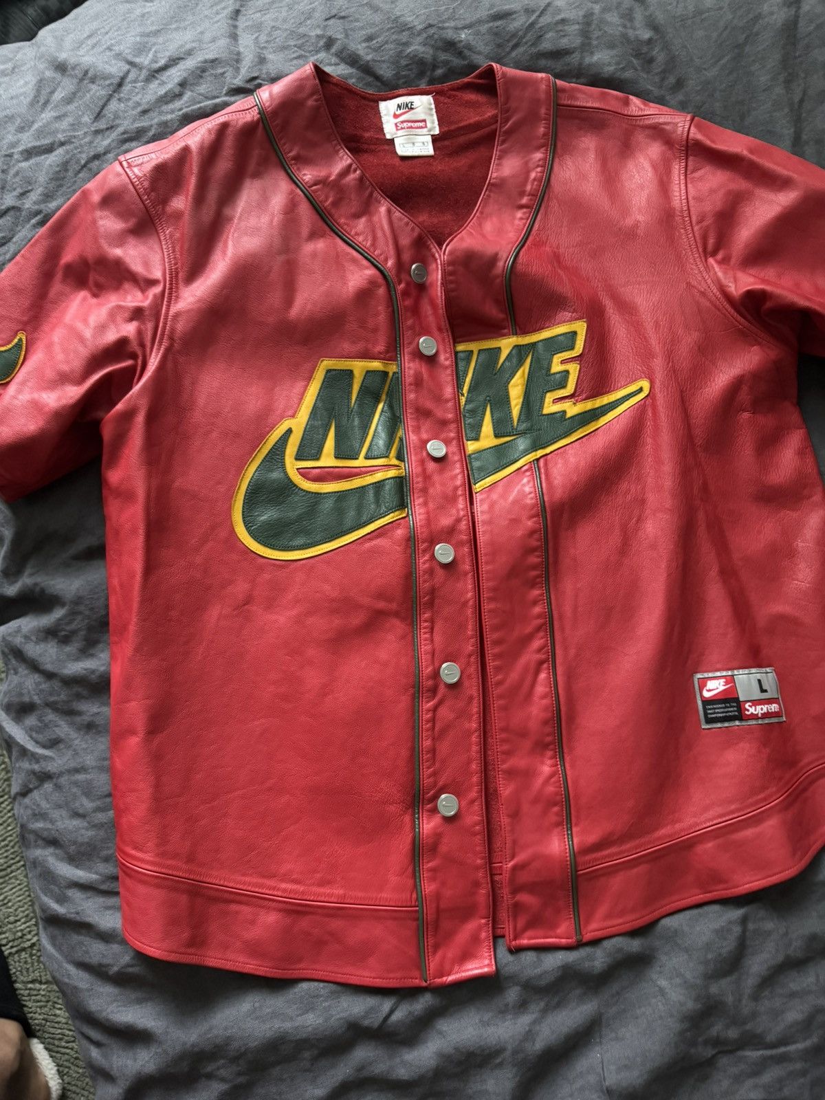 Nike × Supreme Supreme x Nike Leather baseball Jersey (XL) | Grailed