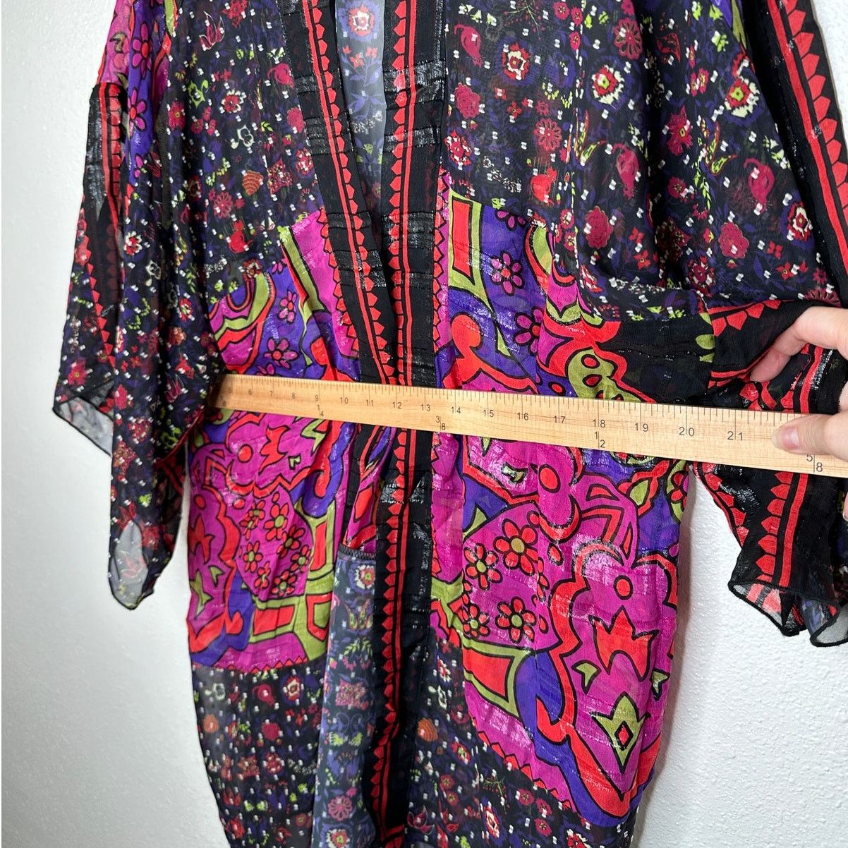 Anna Sui Anna Sui Multi Pink Black Sheer Floral Paisley Kimono M / L Size M / US 6-8 / IT 42-44 - 12 Thumbnail
