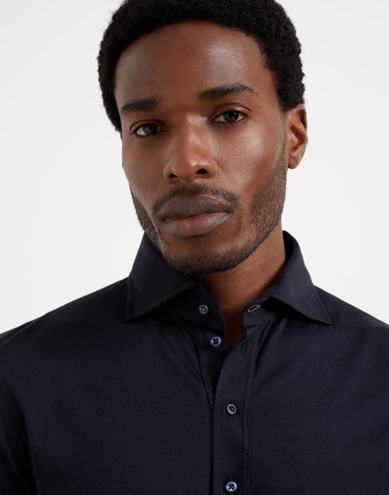 Brunello Cucinelli o1w1db10925 Polo T-Shirt in Blue Size US M / EU 48-50 / 2 - 2 Thumbnail