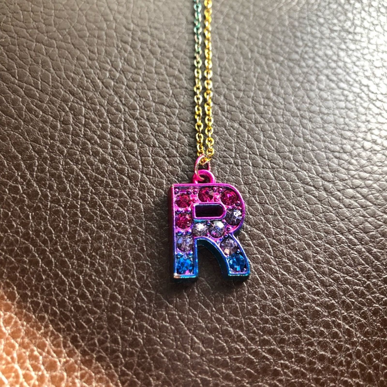 Jewelry Rainbow monogram initial “R” pendant on chain necklace Size ONE SIZE - 5 Thumbnail