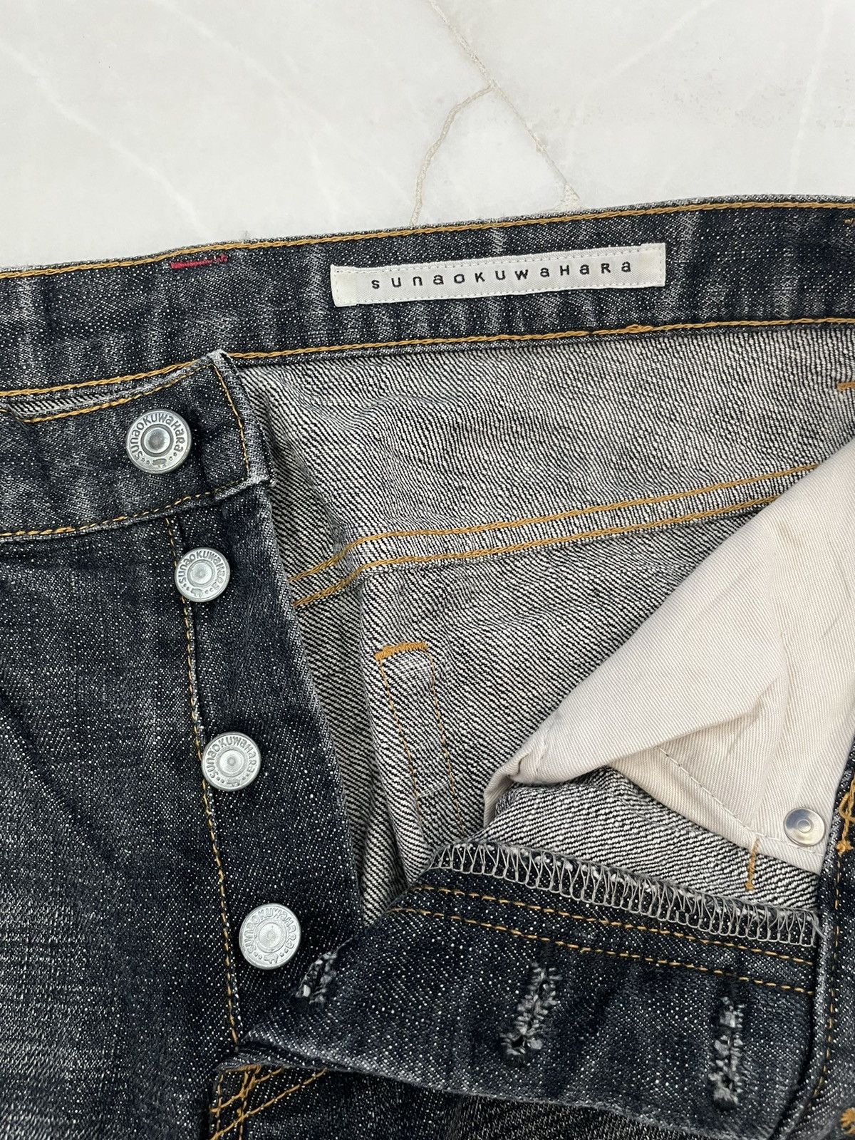 Issey Miyake Rare💥Vintage Sunaokuwahara Paint Split Distressed Jeans Size US 32 / EU 48 - 6 Thumbnail