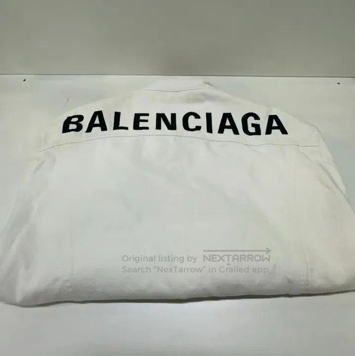 Balenciaga Balenciaga White Denim Jacket with Logo. Size US L / EU 52-54 / 3 - 8 Thumbnail