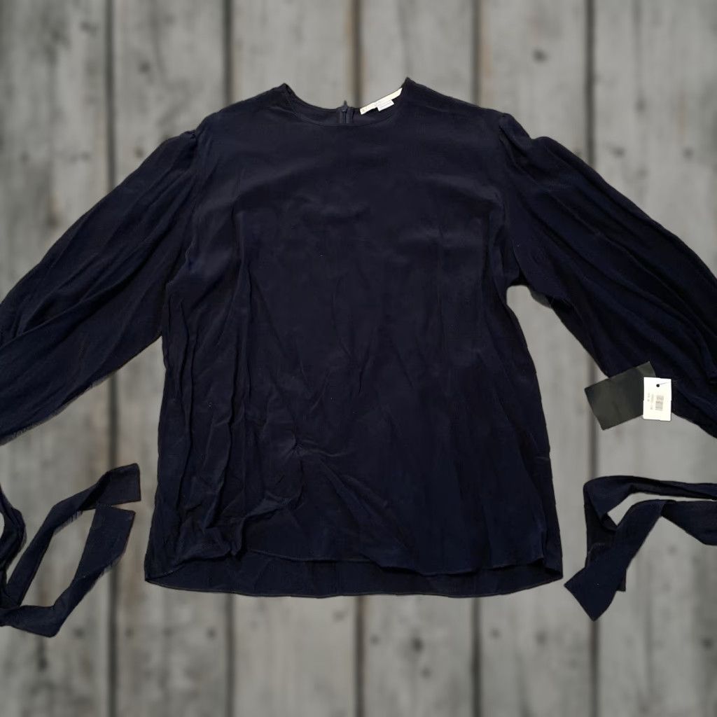 Stella McCartney Stella McCartney Silk Blouse Womens 38 Black Crewneck 3/4 Bell Sleeve Ties Graphic Print Relaxed Fit Vintage No Size XS / US 0-2 / IT 36-38 - 1 Thumbnail