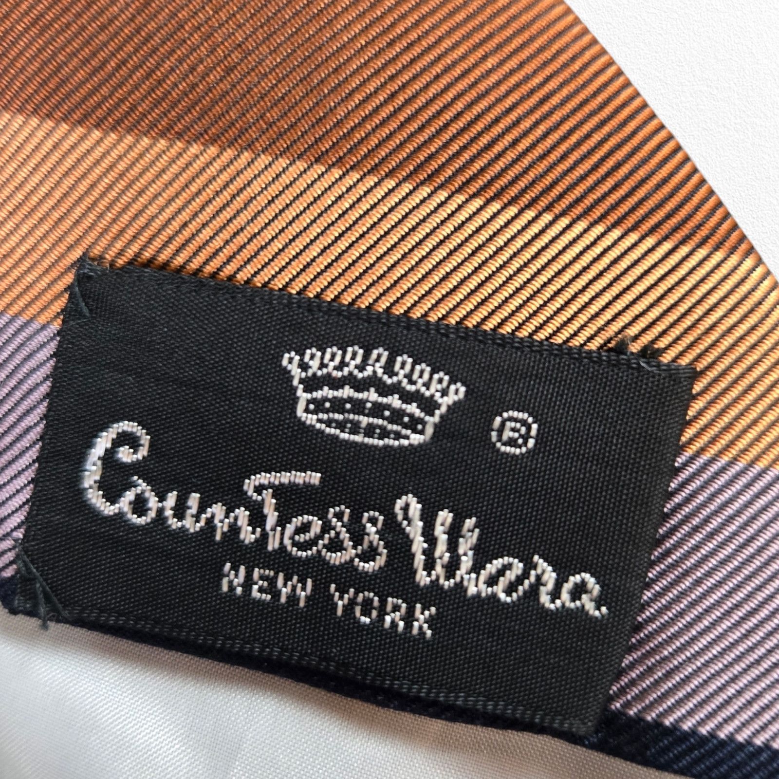 Vintage 60s Black Bronze Striped USA Made Silk Neck Tie Size ONE SIZE - 6 Thumbnail