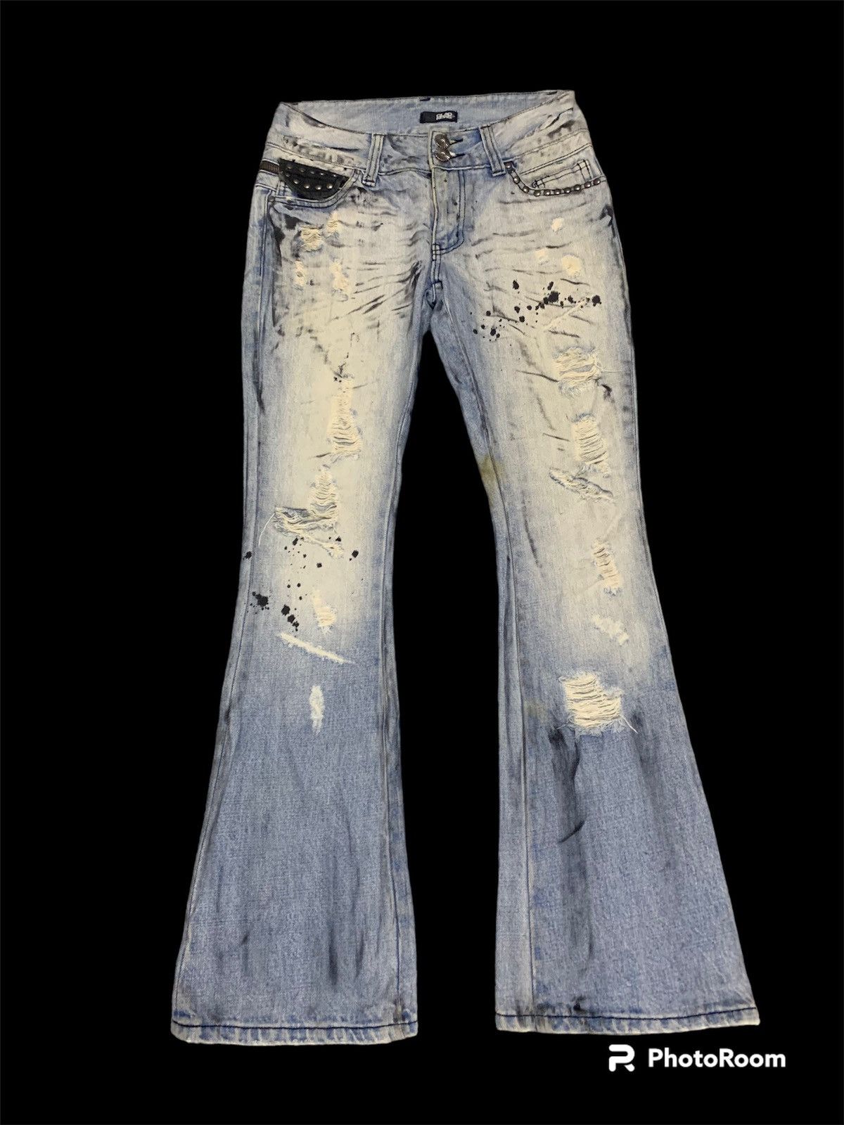 Other 🔥STUDDED FLARE🔥GLAD NEWS STUDDED FLARE DISTRESSED PANT Size US 28 / EU 44 - 1 Thumbnail