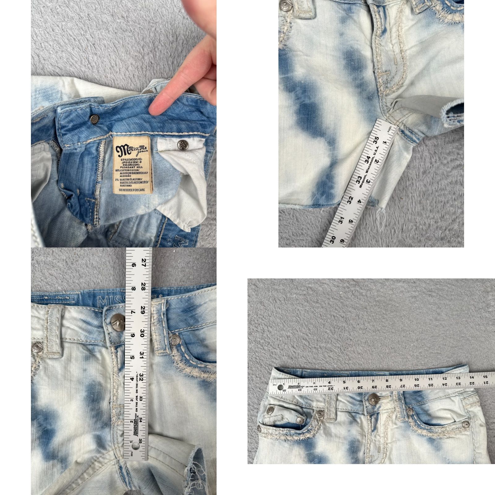 Miss Me Miss Me Bermuda Shorts Womens 27 Blue Denim Distressed Cutoff Contrast Embroidered Button 5-Pocket Design Size 27" / US 4 / IT 40 - 8 Thumbnail