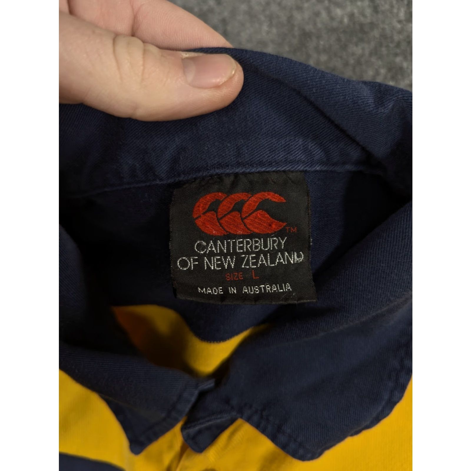Barbarian VINTAGE Barbarian Rugby Cal Berkeley Polo Shirt Mens L Blue And Yellow 100% Cotton Knit Striped Cal Berkeley Heavy Size Large Size US L / EU 52-54 / 3 - 4 Thumbnail