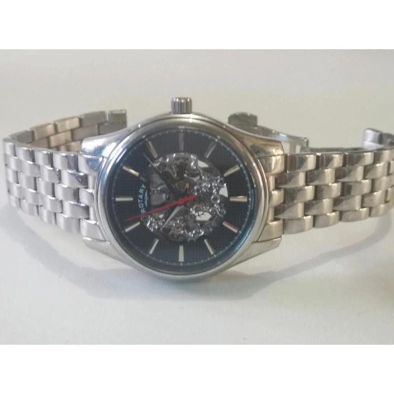 Designer Rotary men's black dial stainless steel bracelet watch Size ONE SIZE - 7 Thumbnail