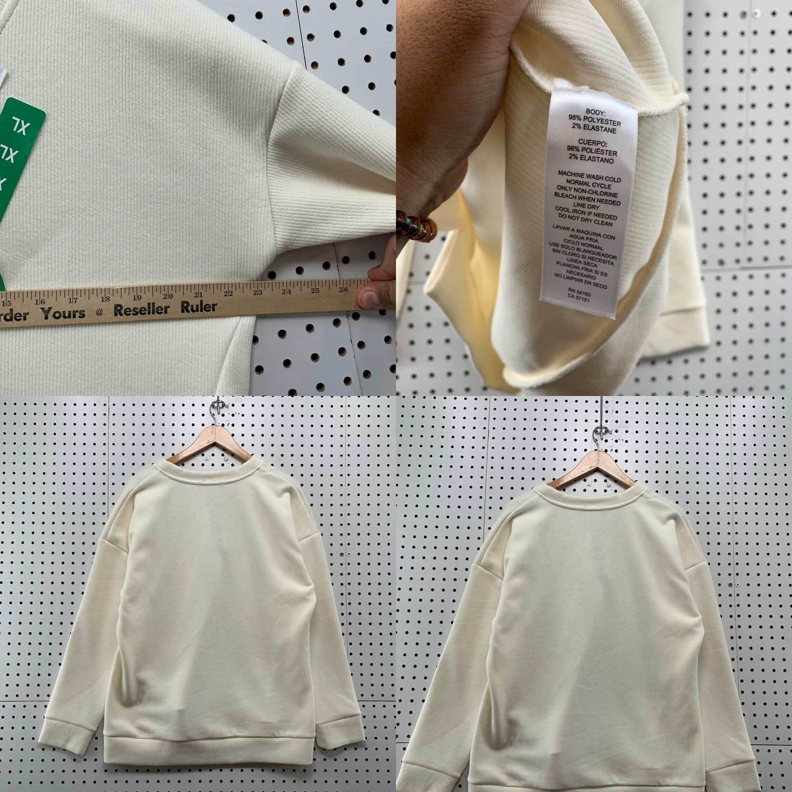 Vintage Marc New York Sweater Womens XL Cream Pullover Sweater V-Neck Relaxed Fit 23x28 Ivory Sweatshirt Womens XL Size XL / US 12-14 / IT 48-50 - 9 Thumbnail