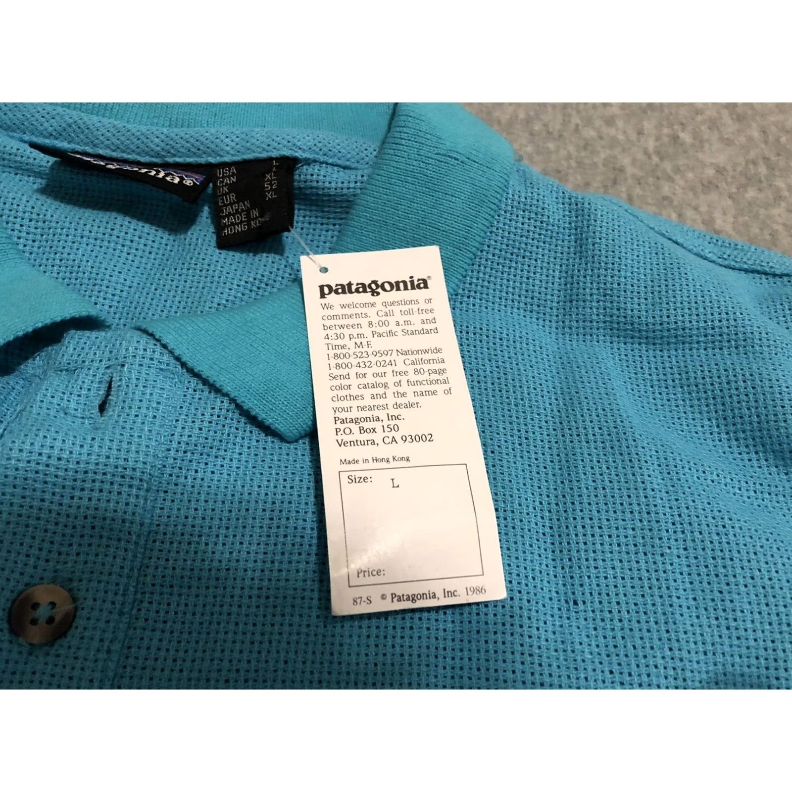 Patagonia VINTAGE Patagonia Polo Shirt Mens Large NWT Turquoise Cotton 1986 Polo Shirt Mens Large TS? Size US L / EU 52-54 / 3 - 4 Thumbnail