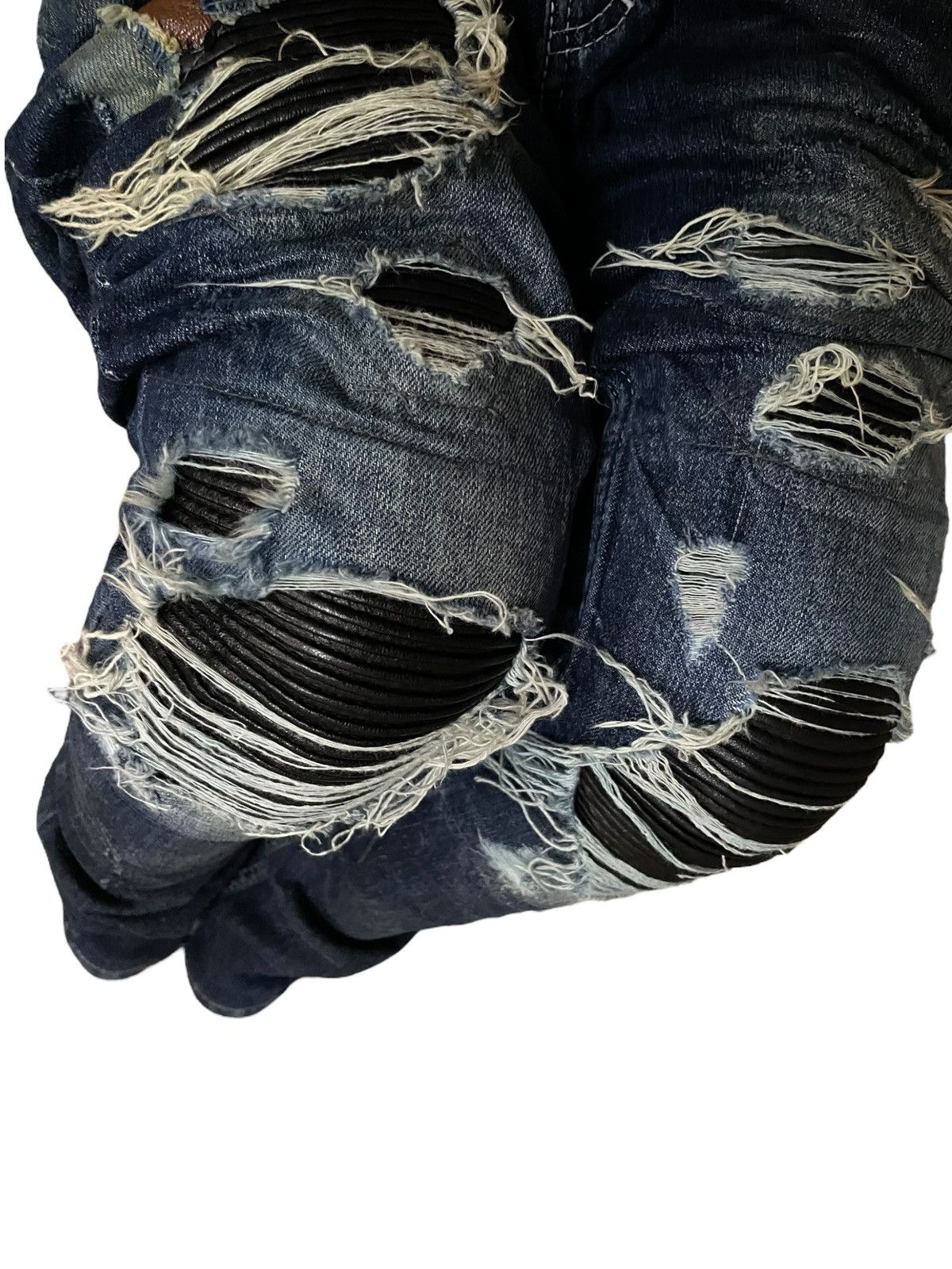 14th Addiction 14Th Addiction Sheepskin Hybrid Denim Destroy Jeans Size US 31 - 6 Thumbnail