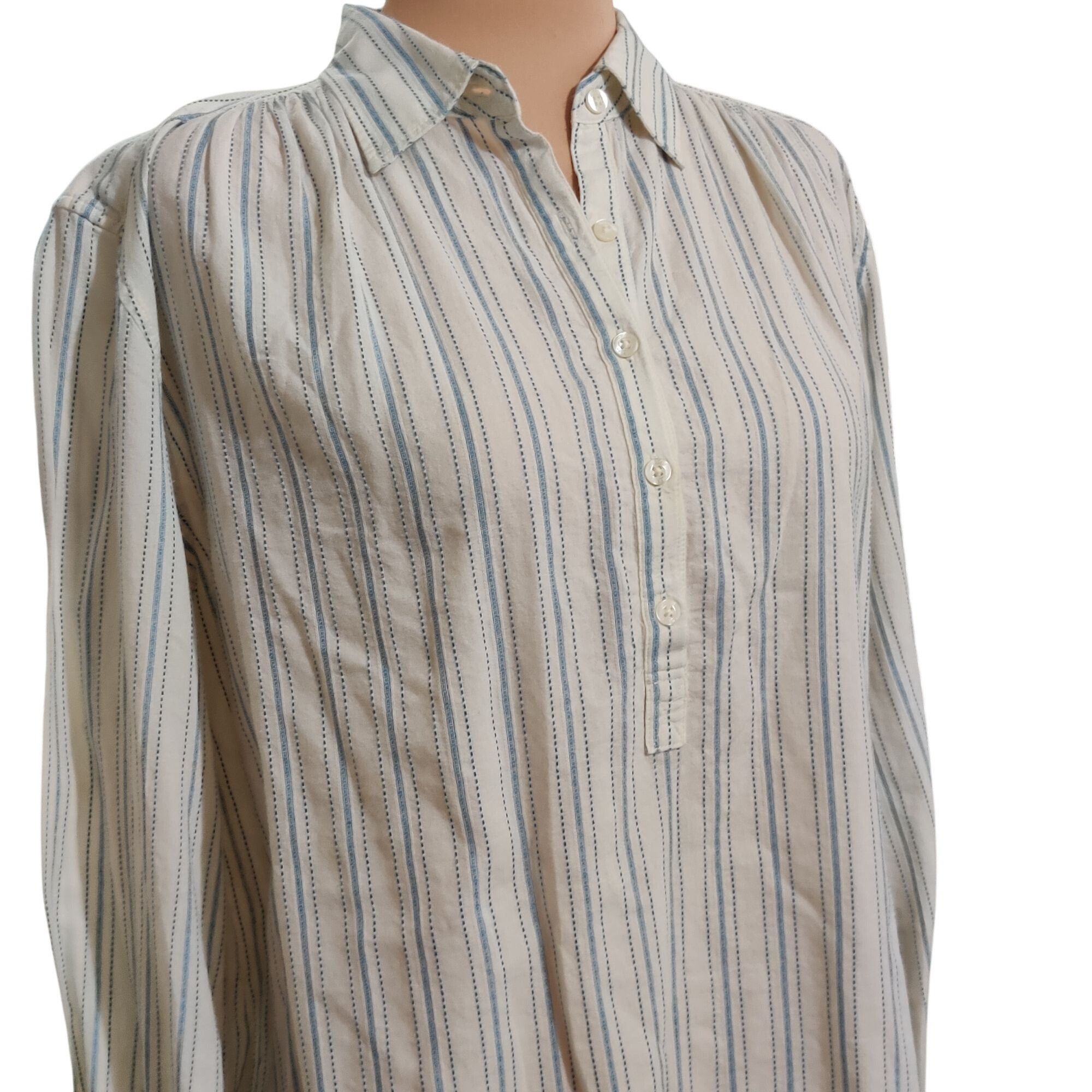 Chaps Chaps L Striped Cotton Shirt Blue White Button Front Long Sl Size L / US 10 / IT 46 - 2 Thumbnail