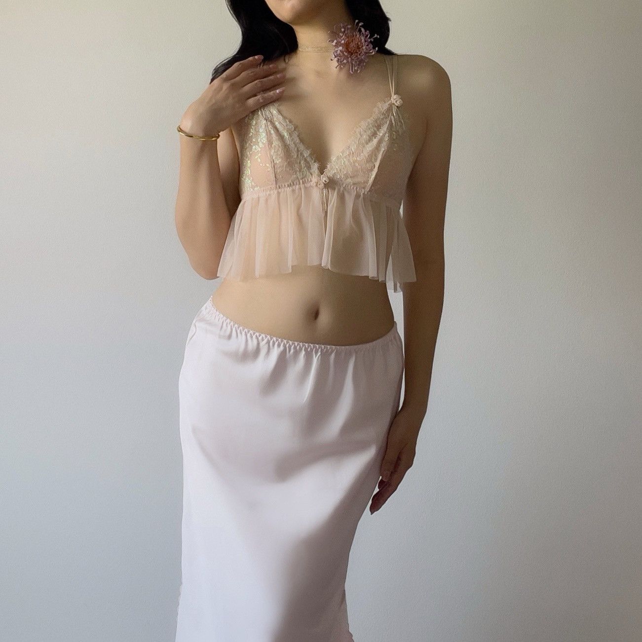 Victoria's Secret Romantic Nude Lace & Mesh Sheer Camisole (XS-S) Size S / US 4 / IT 40 - 2 Thumbnail