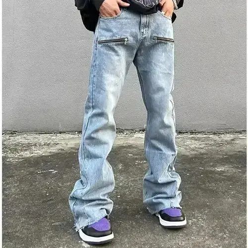 Japanese Brand Y2K Fashion Zipper Retro Washed Baggy Flare Jeans Size US 32 / EU 48 - 2 Thumbnail