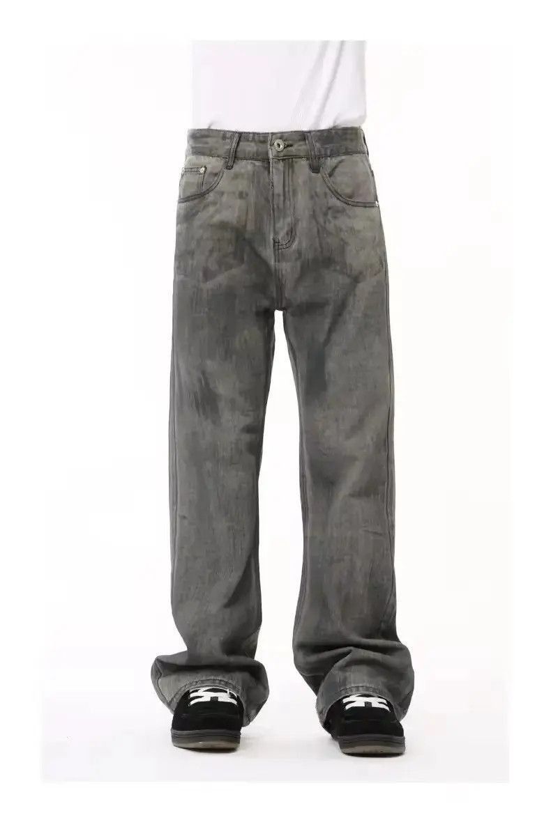 Japanese Brand Gray Stacked Washed Wide Leg Denim Jeans Size US 32 / EU 48 - 4 Thumbnail