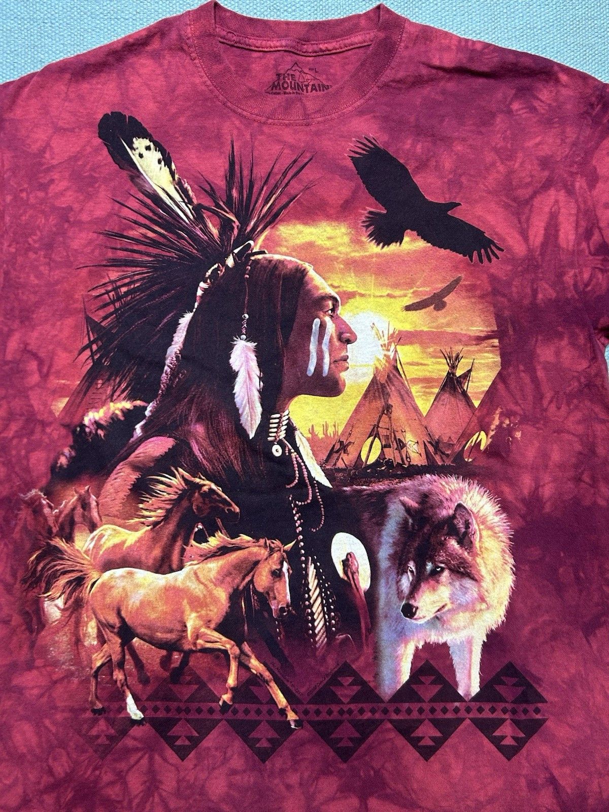 Vintage The mountain tie dye t shirt Native American wolf horse L Size US L / EU 52-54 / 3 - 2 Thumbnail