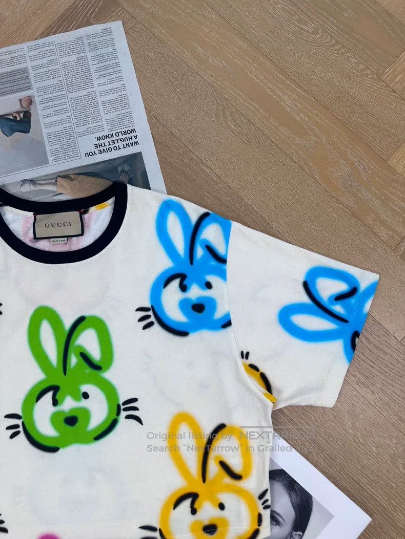Gucci Gucci SS23 full print double G rabbit embroidery round-nec Size M / US 6-8 / IT 42-44 - 5 Thumbnail