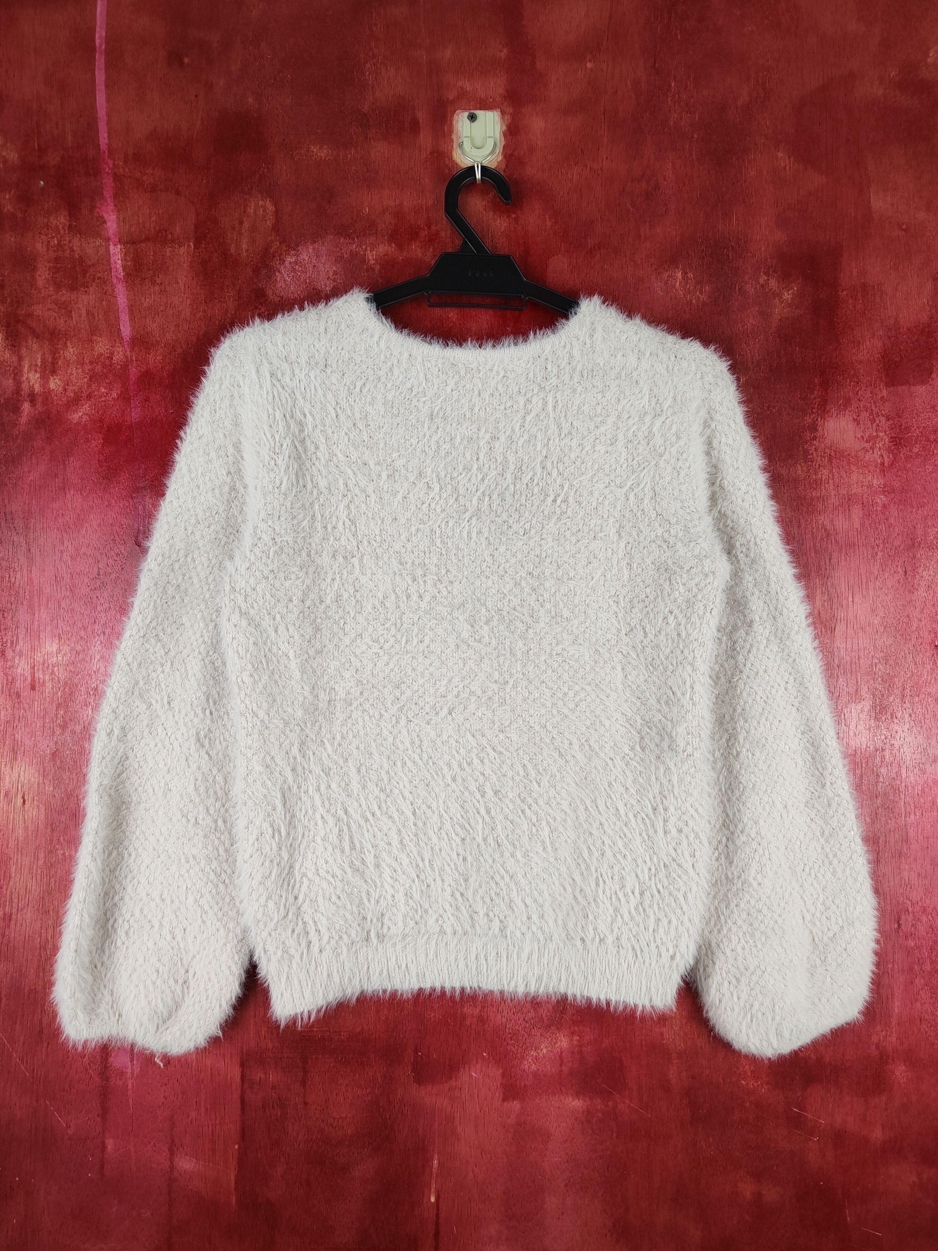 Homespun Knitwear Chip Clip Sweet Ivory Fur Mohair Knitwear #S1267 Size XS / US 0-2 / IT 36-38 - 7 Thumbnail