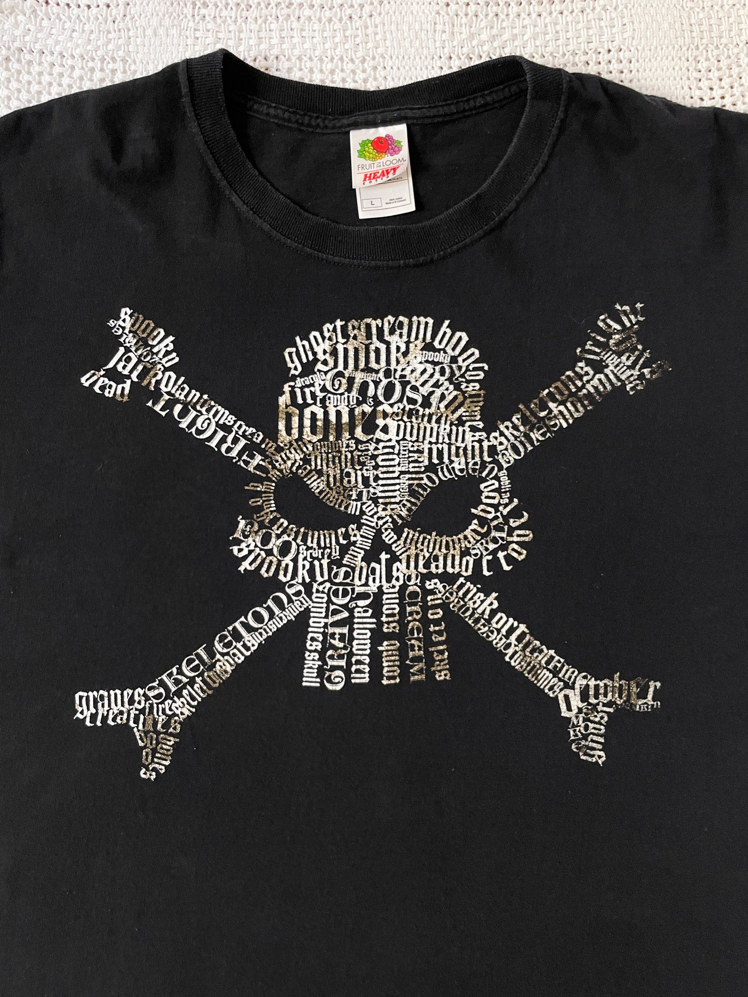 Fruit Of The Loom × Vintage 2000s Scary Death Skull Horror Halloween T-Shirt Size US L / EU 52-54 / 3 - 1 Thumbnail