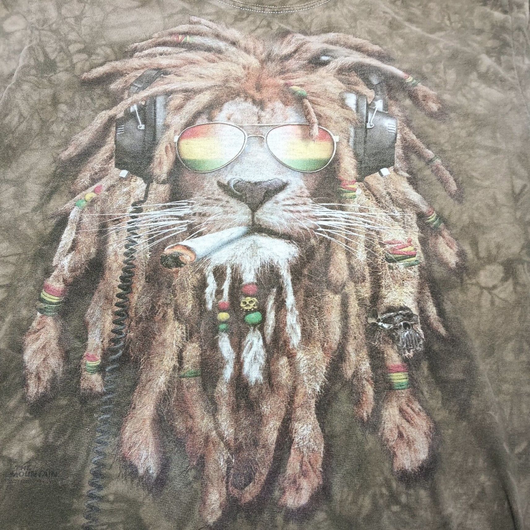 The Mountain VINTAGE The Mountain M Shirt Lion Rastafari Reggae Tie Dye Shirt Men M Brown Cotton Knit Crew Neck Short Sleeve Gildan for The Mountain Size US M / EU 48-50 / 2 - 2 Thumbnail