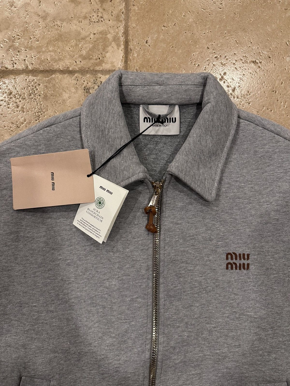 Miu Miu Miu Miu Grey Jersey Blouson Pleated Zip Jacket Size S / US 4 / IT 40 - 10 Thumbnail