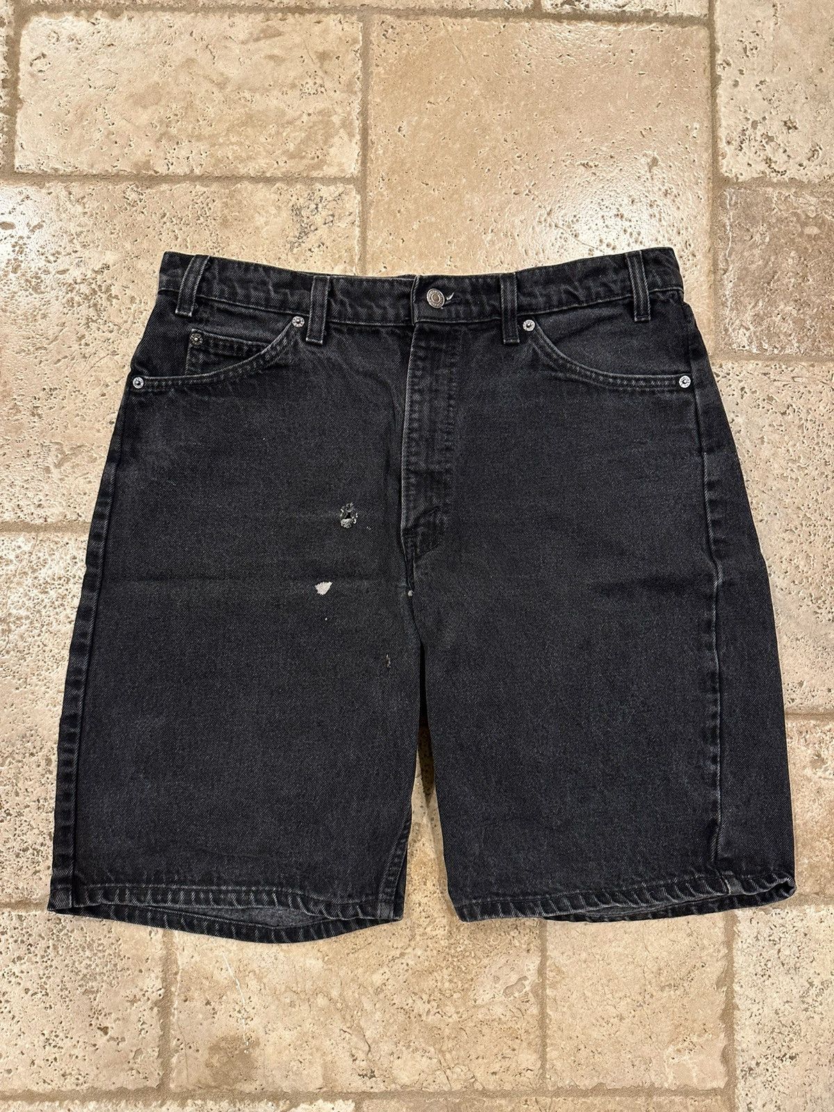 Levi's Levi’s Vintage 550 Black Ditressed Denim Shorts Orange Tab Size US 36 / EU 52 - 1 Thumbnail