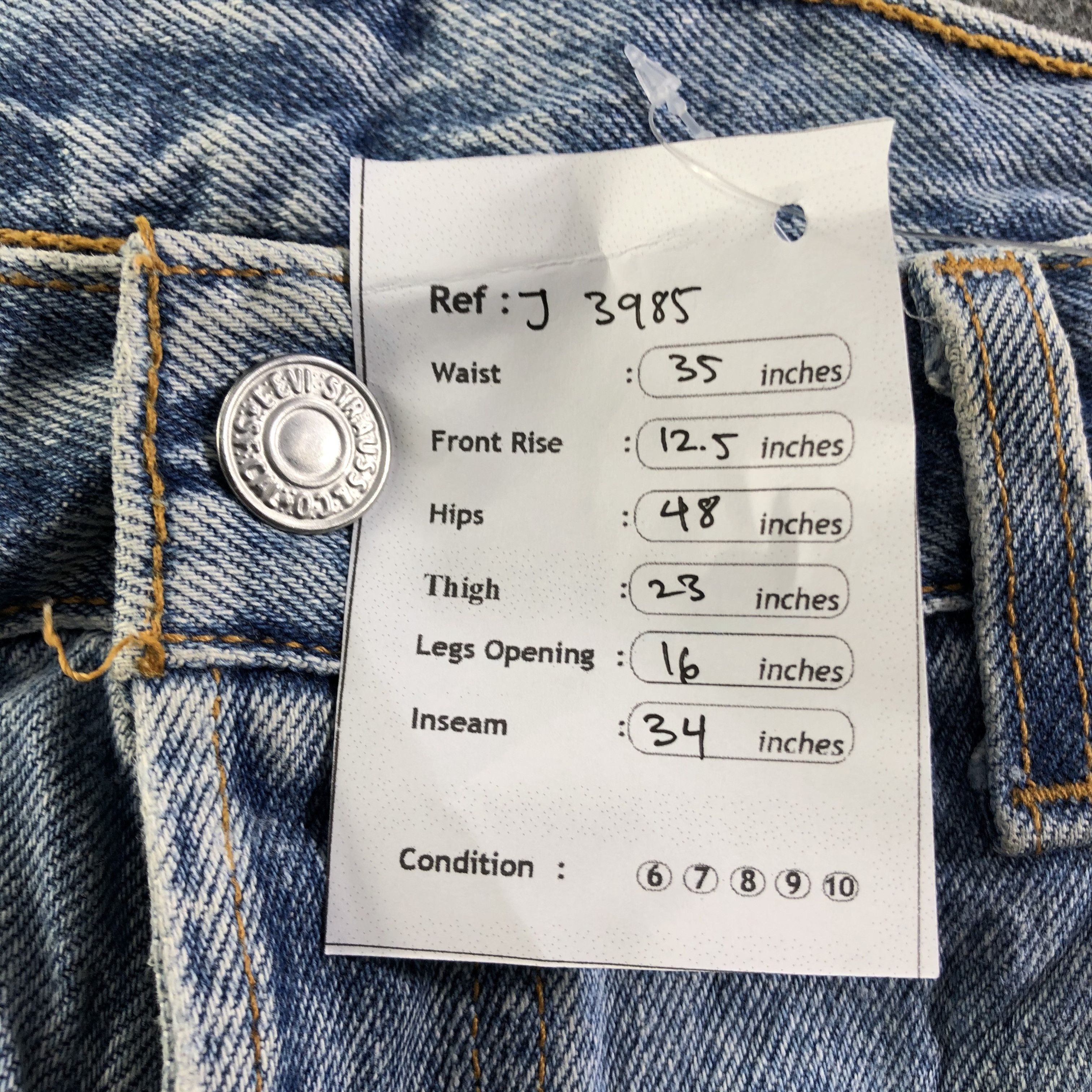 Levi's Vintage Blue Wash Levis 501 Jeans-J3985 Size US 35 - 12 Thumbnail