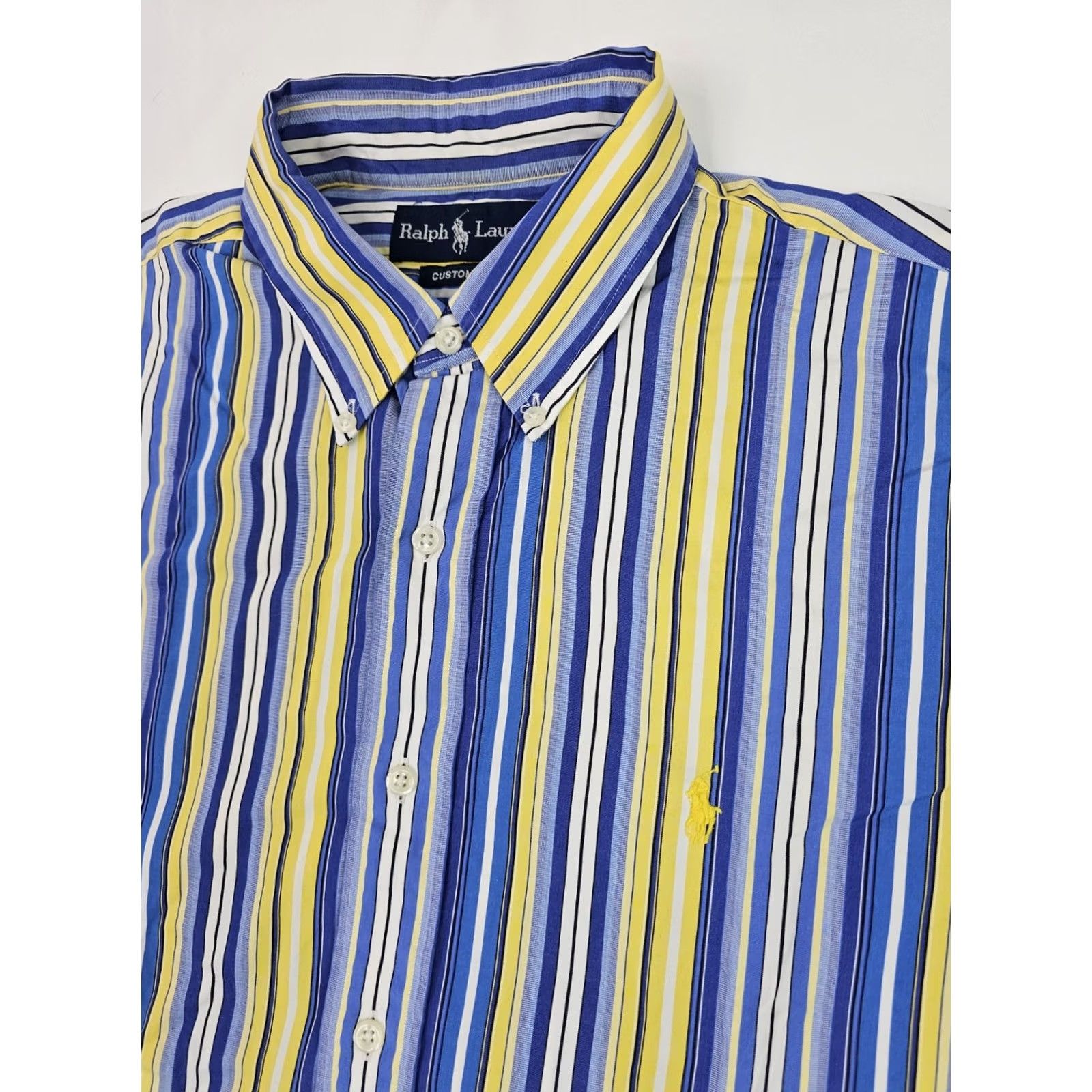 Polo Ralph Lauren Polo Ralph Lauren Button-Up Shirt Men L Custom Fit Stripe Blue Yellow Neck 16.5 Button-Down Sleeve Long Chrome? Size US L / EU 52-54 / 3 - 5 Thumbnail