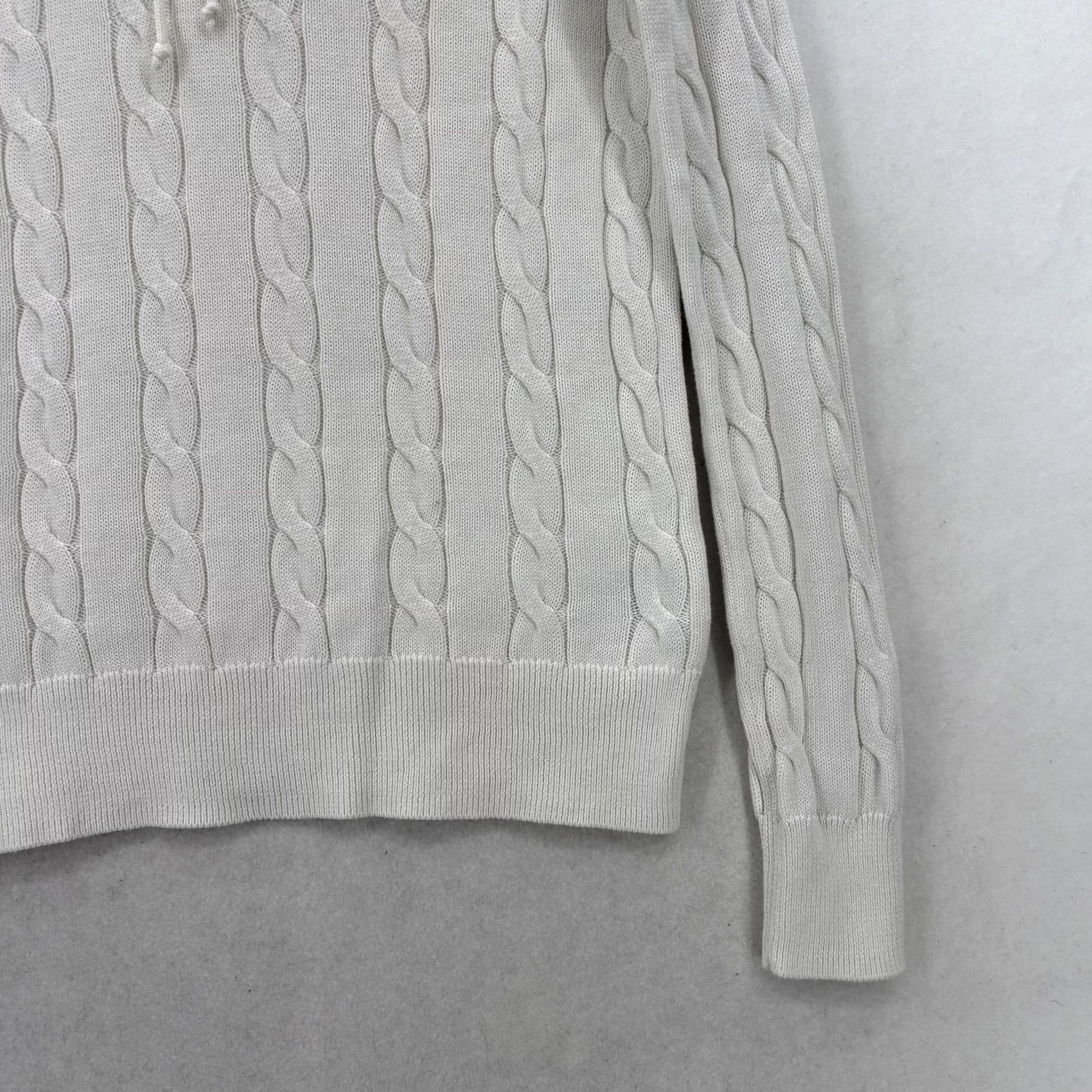 Brooks Brothers Brooks Brothers White Cotton Cable Knit Hooded Pullover Sweater Womens Small Size S / US 4 / IT 40 - 3 Thumbnail