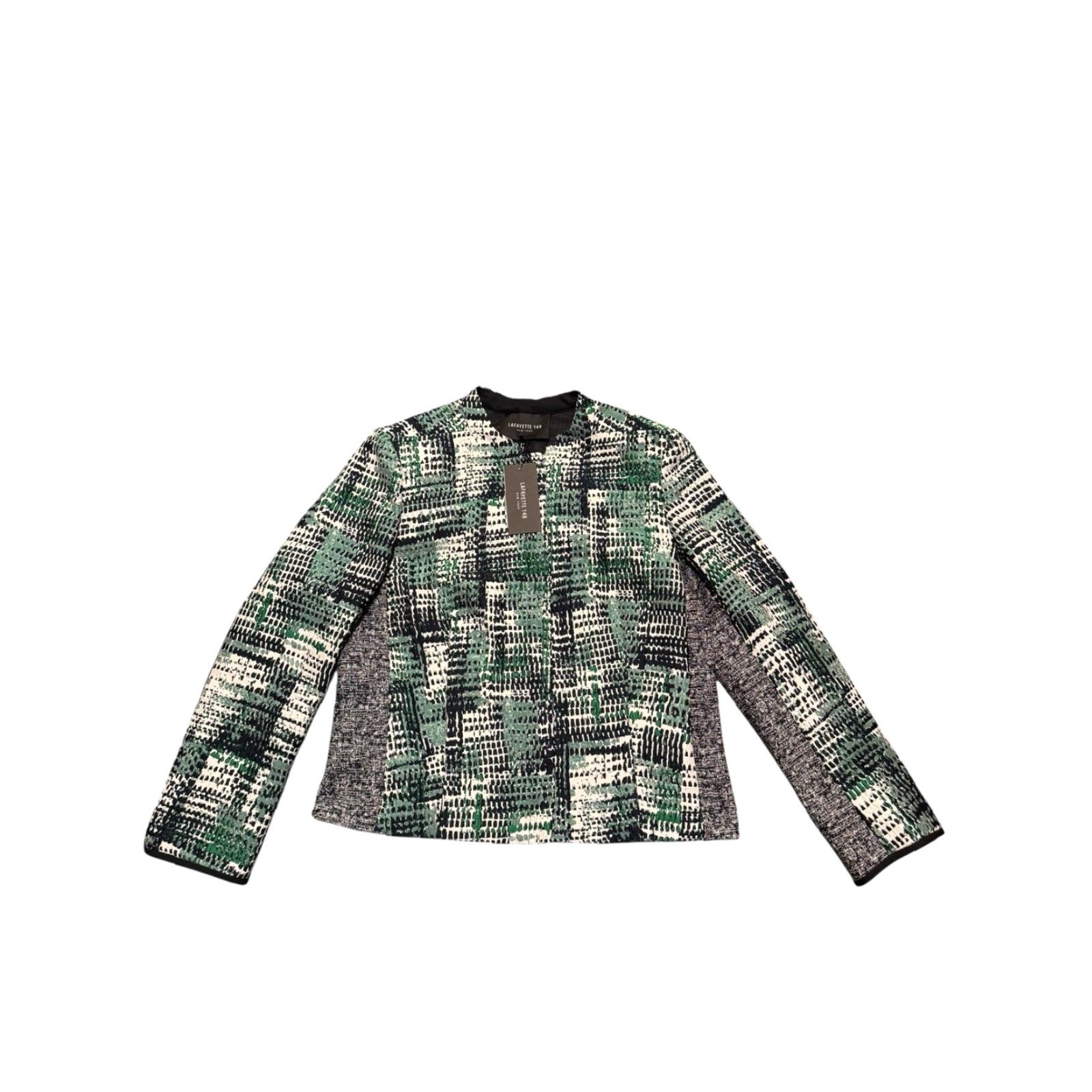 Vintage VINTAGE Lafayette 148 Green Geometric Tweed PatternEvening Jacket Women's Full Zip Sz 10 NWT Size L / US 10 / IT 46 - 5 Thumbnail