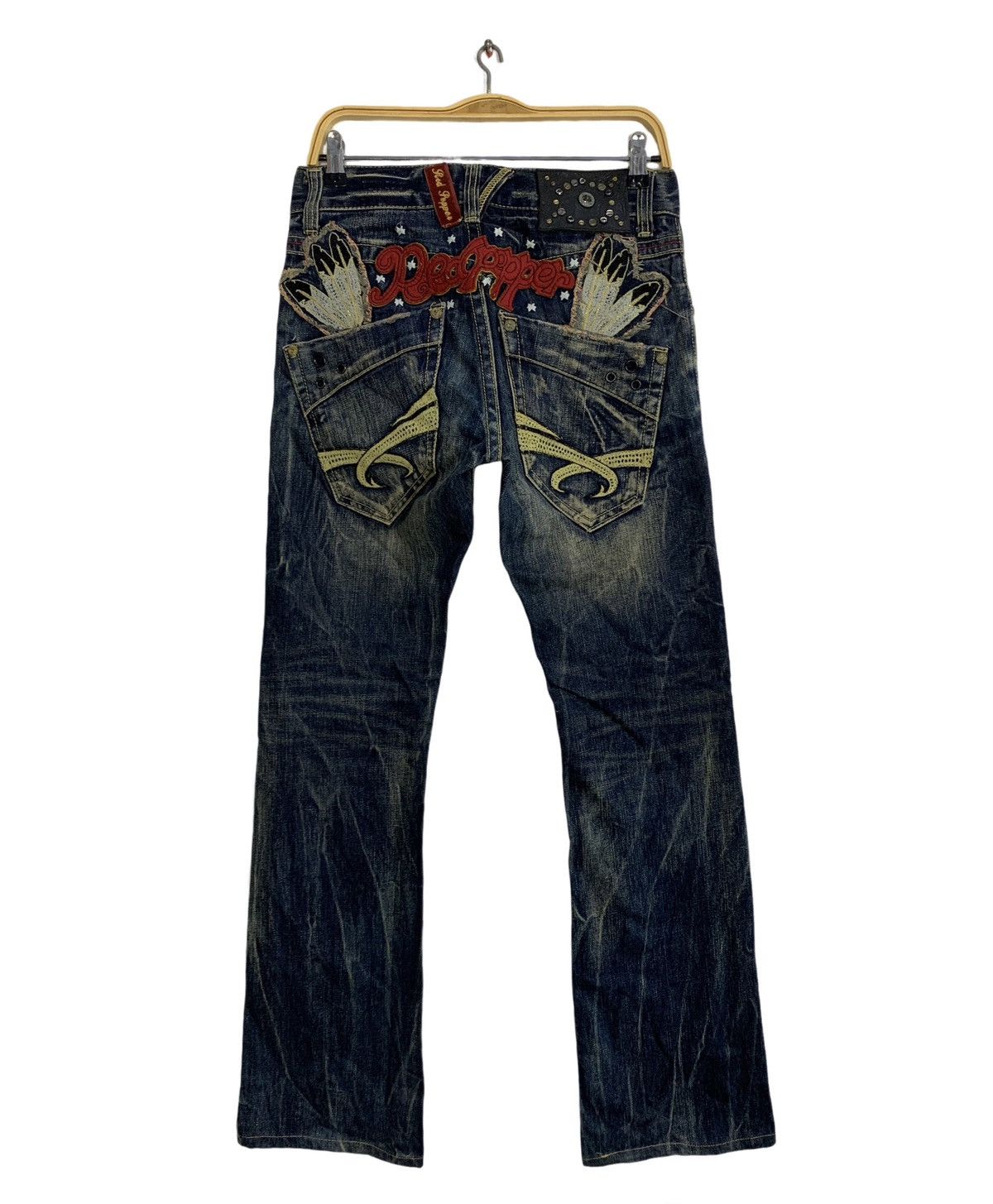 Japanese Brand Red Pepper Gold Label Embroidery Logo Indigo Denim Jeans Size US 30 / EU 46 - 1 Thumbnail