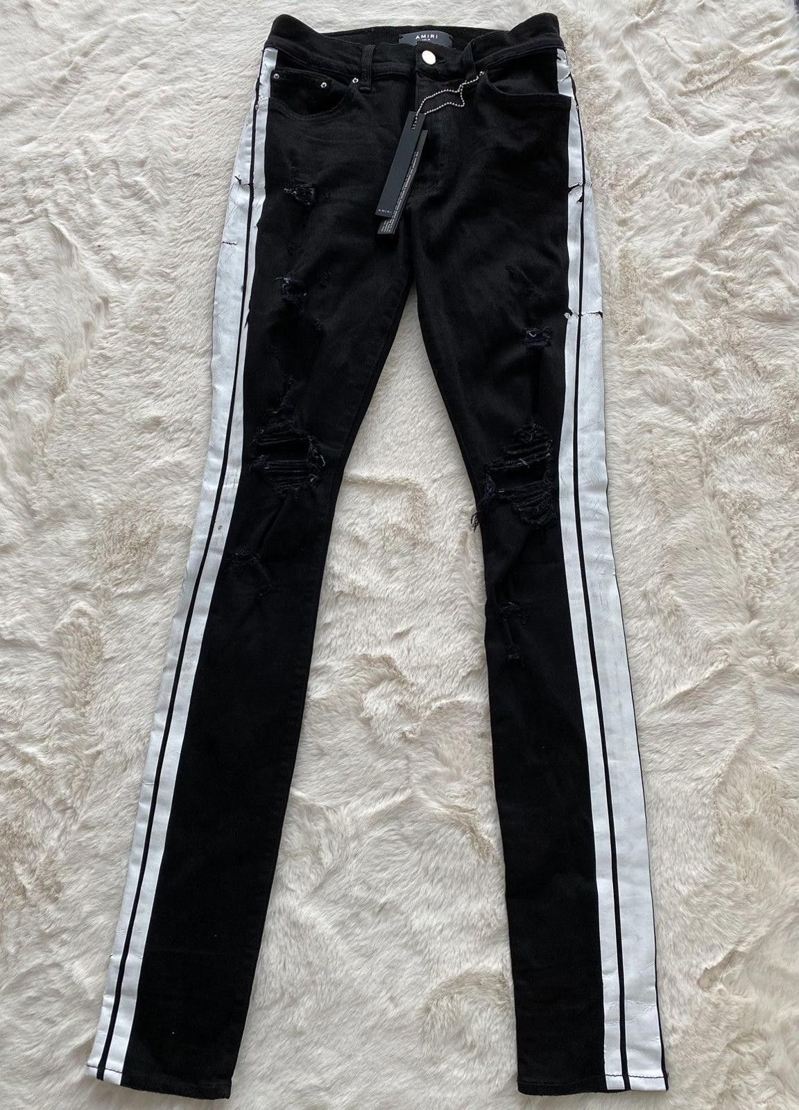 Amiri Amiri Black Track Denim Jeans Size US 29 - 1 Thumbnail