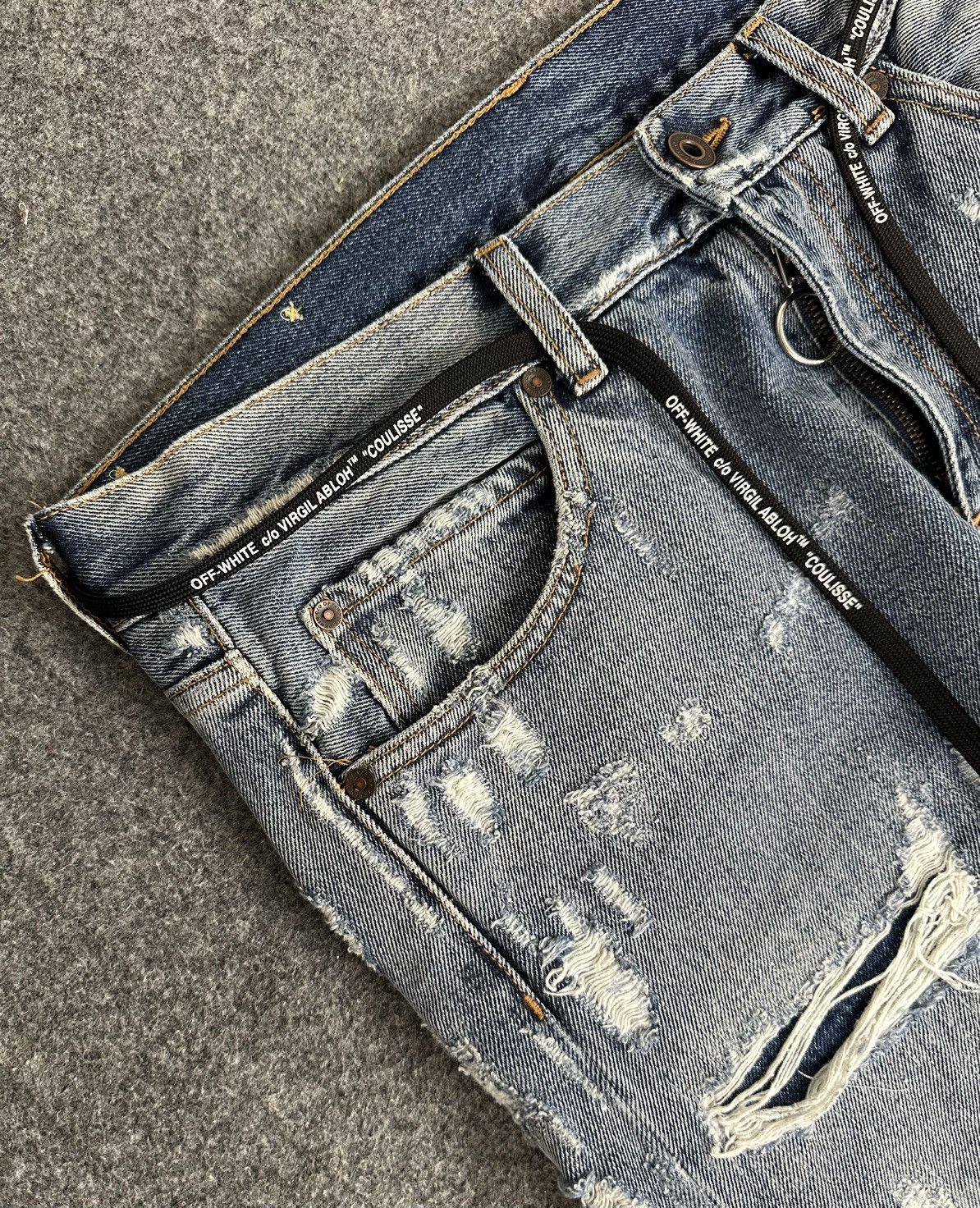 Off-White Off-White - Virgil Abloh AW18 Coulisse Slim Distressed Jeans Size US 32 / EU 48 - 4 Thumbnail