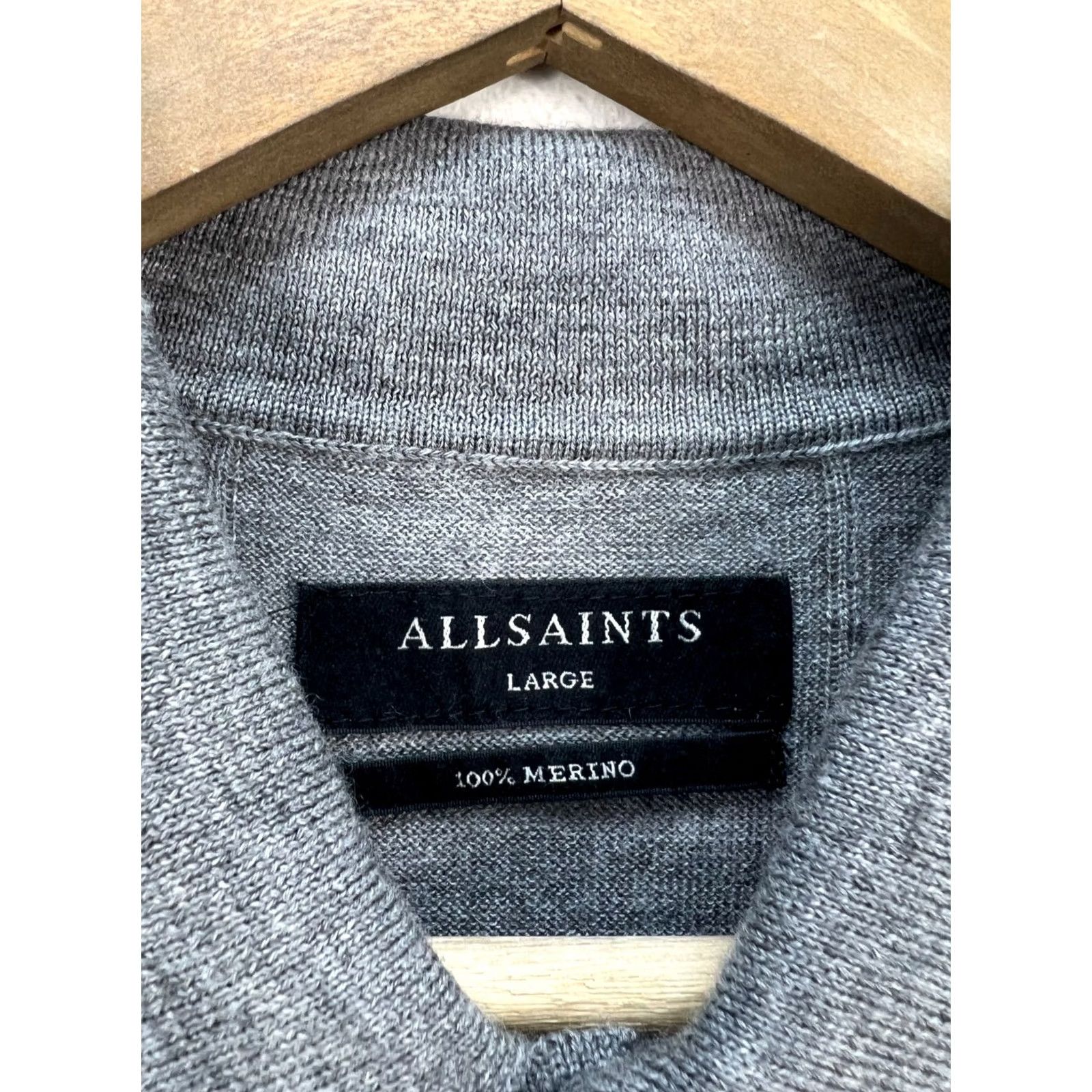Allsaints AllSaints 100% Merino Mode LS Polo Shirt Pullover Gray Size L Mens Size US L / EU 52-54 / 3 - 3 Thumbnail