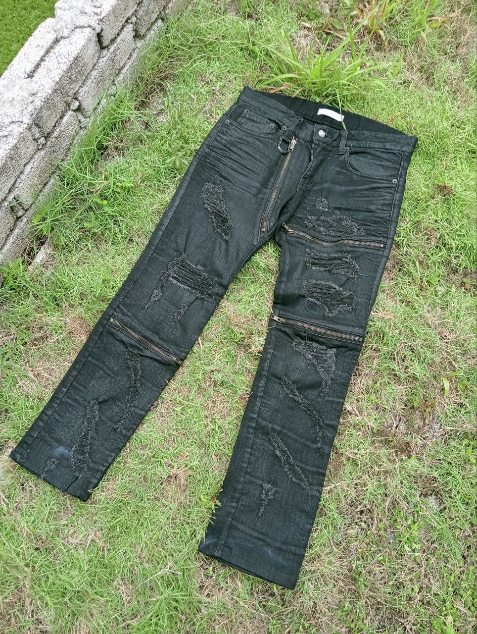 Japanese Brand JAPANESE MIDAS ZIPPER DISTRESSED LOOK STRETCH JEANS Size US 32 / EU 48 - 2 Thumbnail