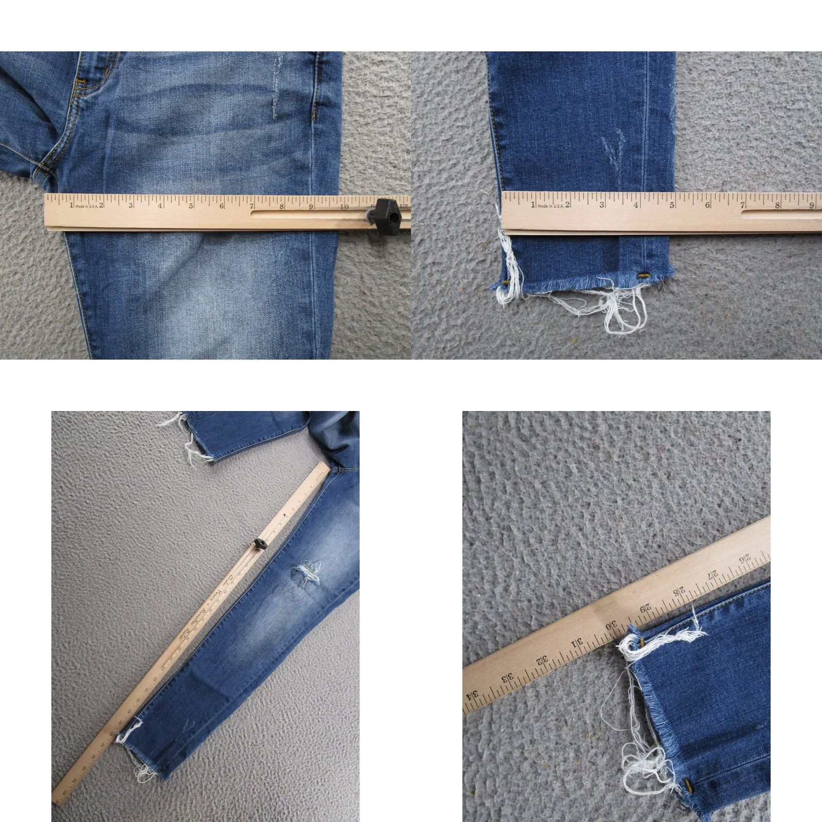 Vintage Kancan Jeans Women's Mid Rise Distressed Denim Raw Hem Stretch Blue Size 13/30 5-Pocket Jeans Womens Size 34" / US 12 / IT 48 - 8 Thumbnail