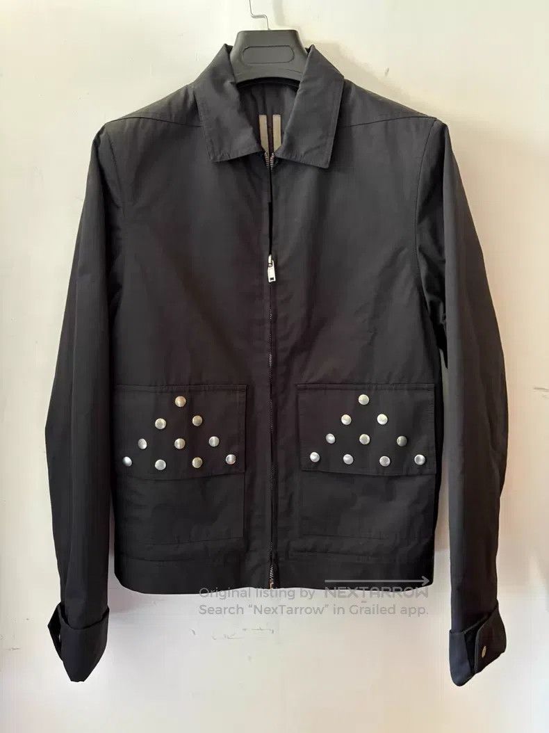 Rick Owens Double Thread Black Studded Zipper Cotton Jacke