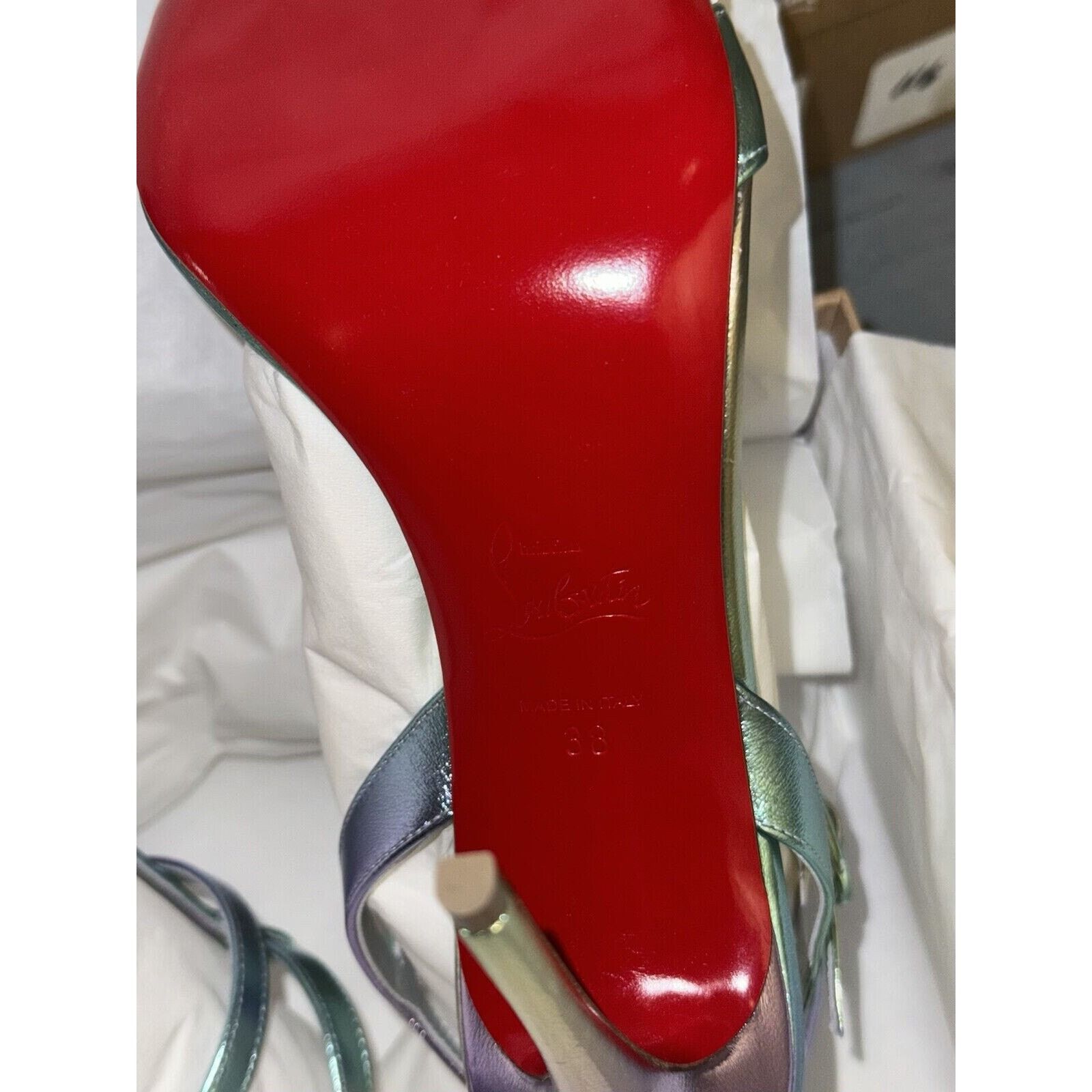 Christian Louboutin Mara 100 Multicolor Purple Sandal Ankle Strap Heel Pump 38 Size US 8 / IT 38 - 14 Thumbnail