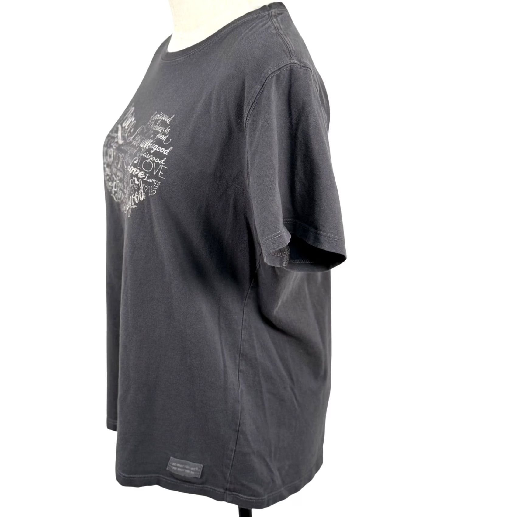 Life is Good Life is Good Womens M Love Heart Graphic Tee T-Shirt Charcoal Grey Cotton Casual Size M / US 6-8 / IT 42-44 - 2 Thumbnail